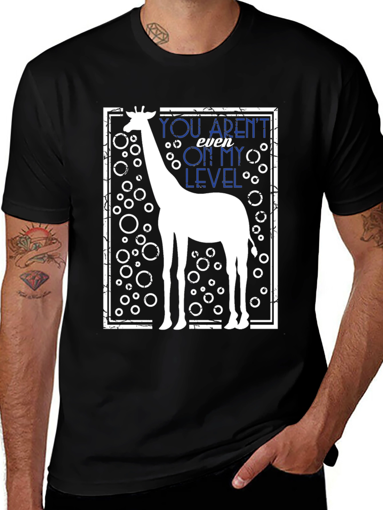 Variant 20 of Giraffe Level T-Shirt - Black, Humorous, Graphic Tee
