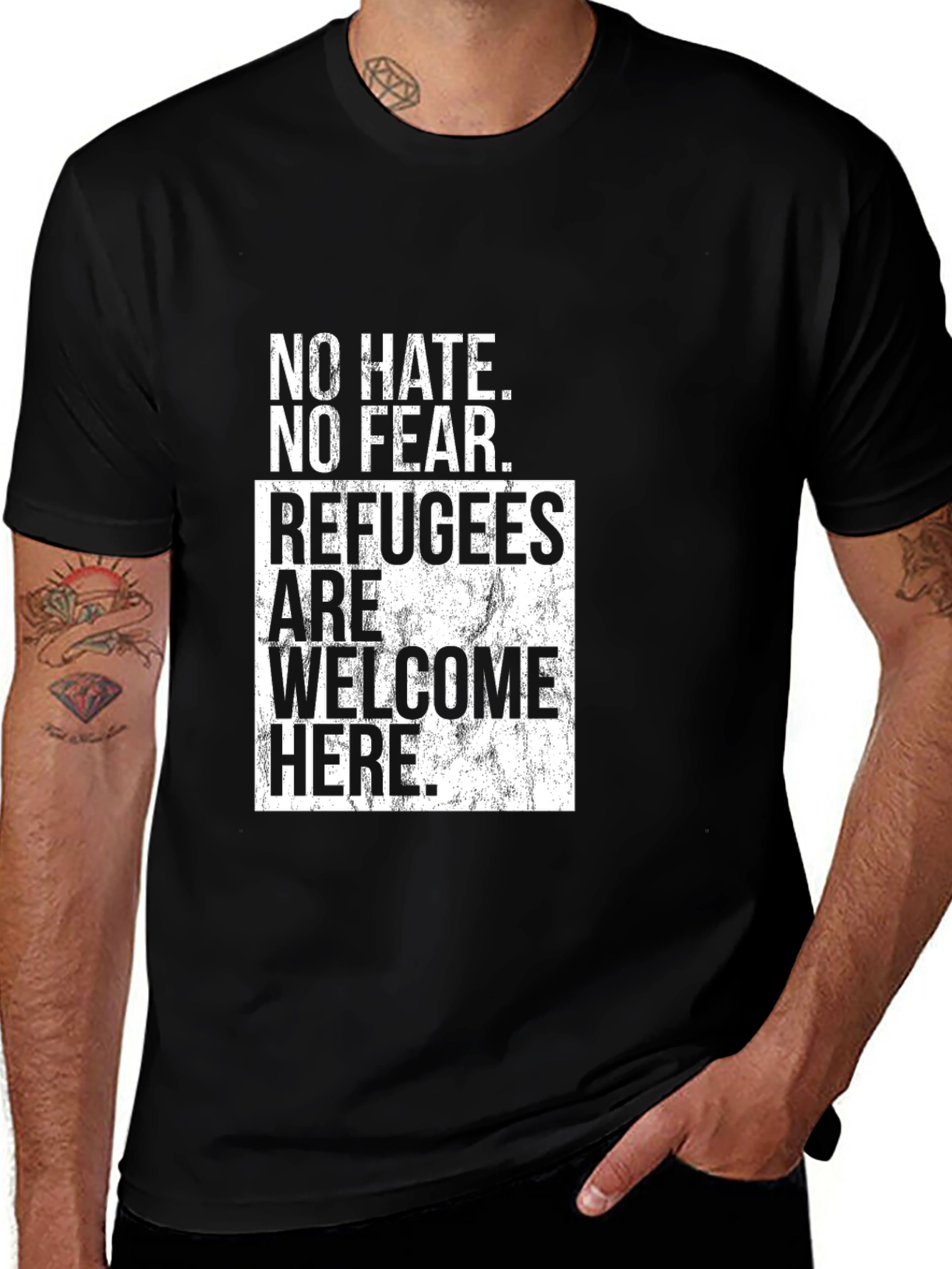 Refugee Solidarity T-Shirt - No Hate, No Fear