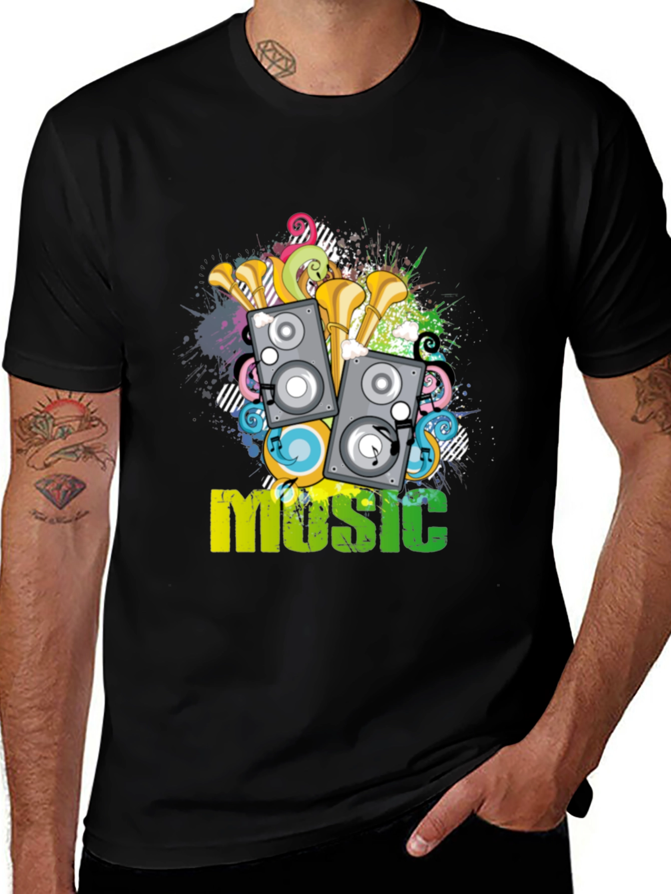 Variant 19 of Music T-Shirt: Speaker Design Black Tee