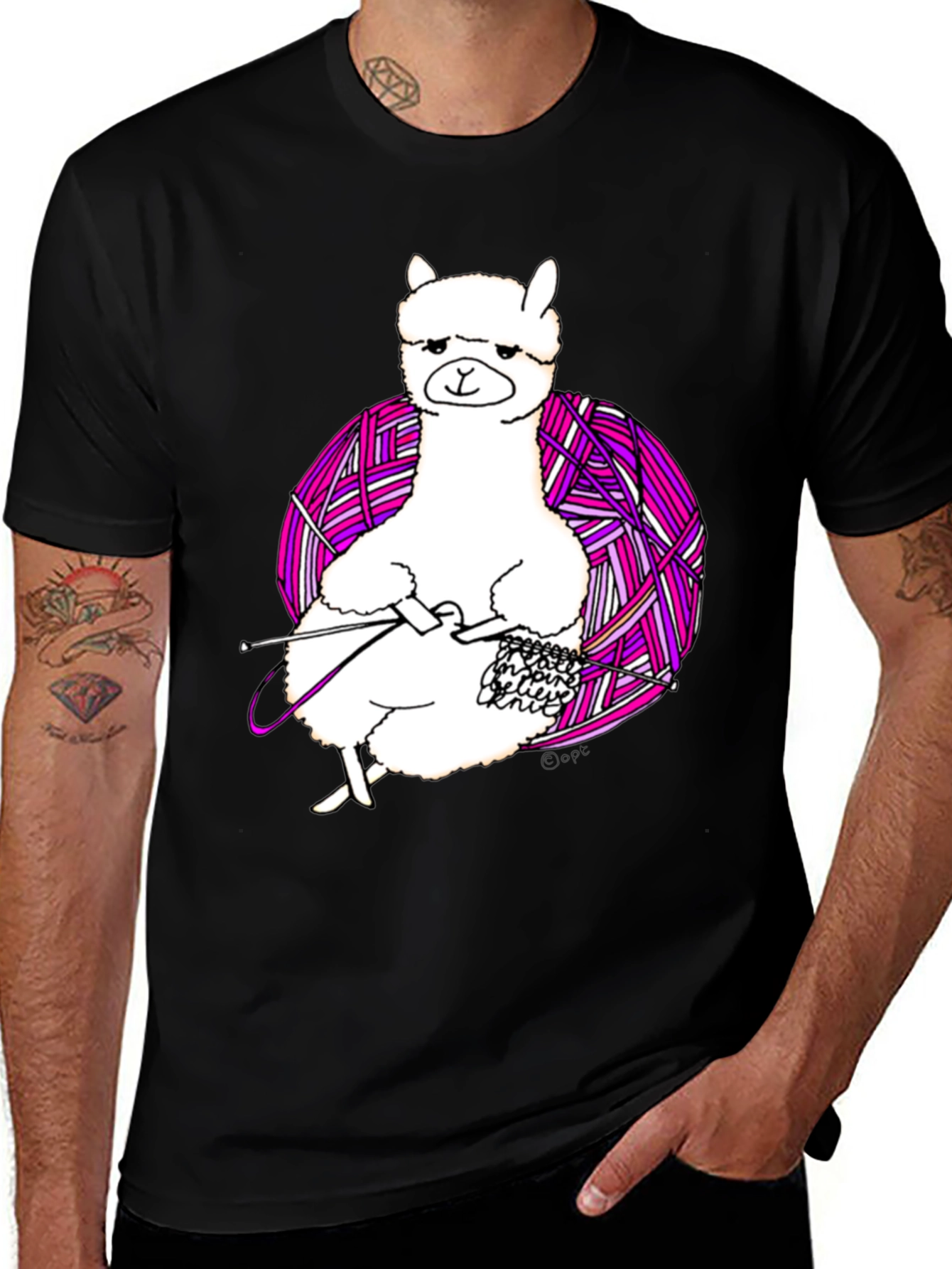 Variant 4 of Alpaca Knitting Lover Black T-Shirt