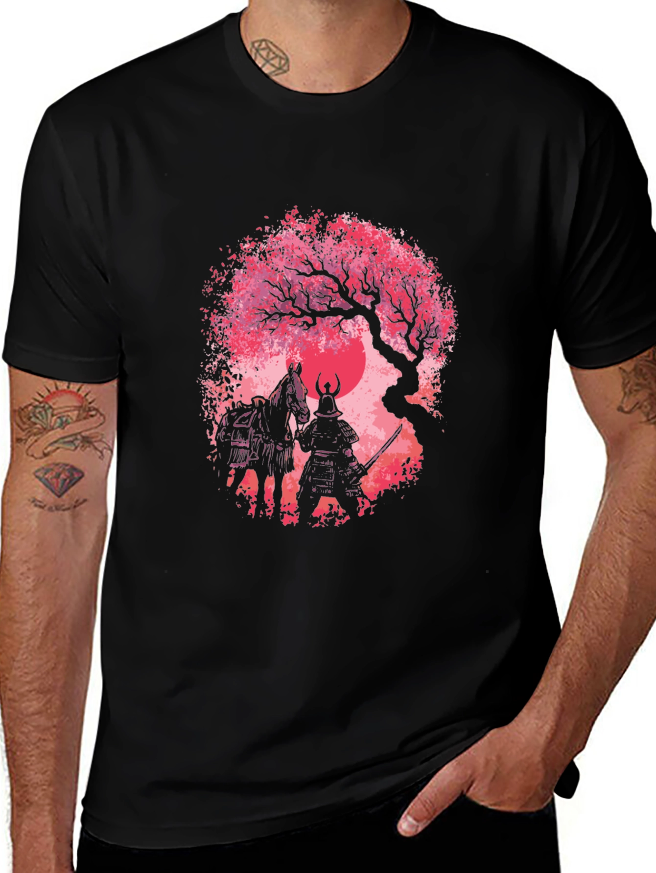 Variant 30 of Samurai Horse Cherry Blossom T-Shirt