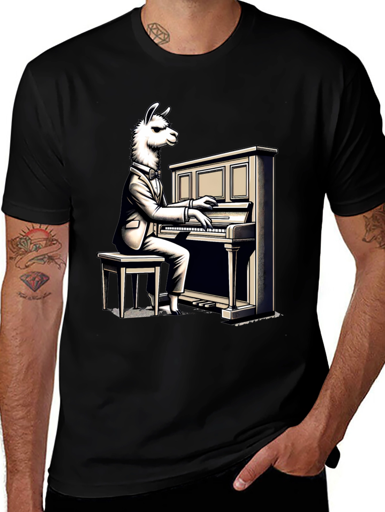 Variant 22 of Llama Pianist Graphic Tee - Unique Animal Art Shirt