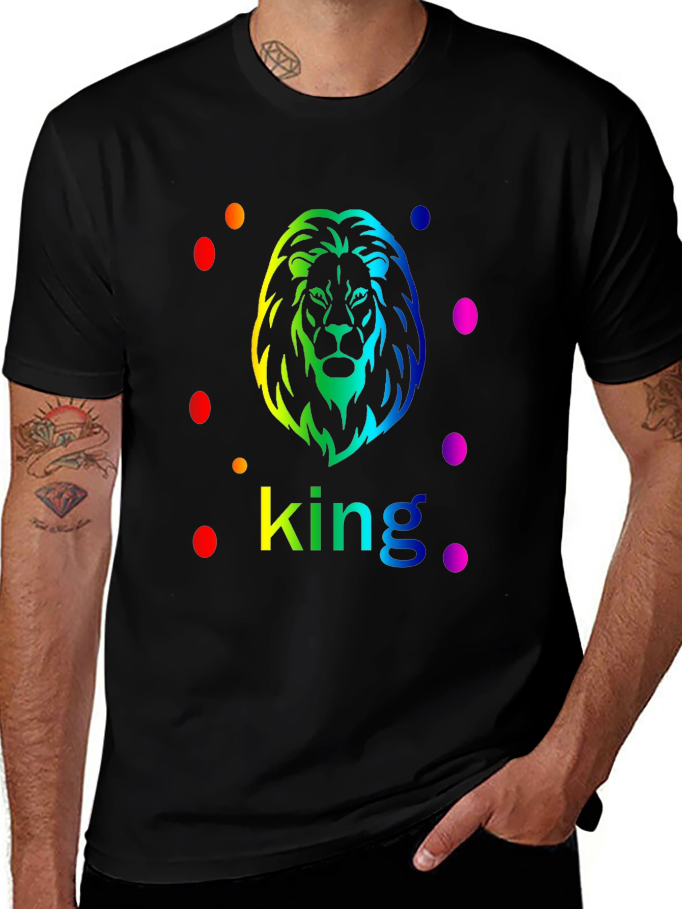 Variant 3 of Rainbow Lion King Black T-Shirt