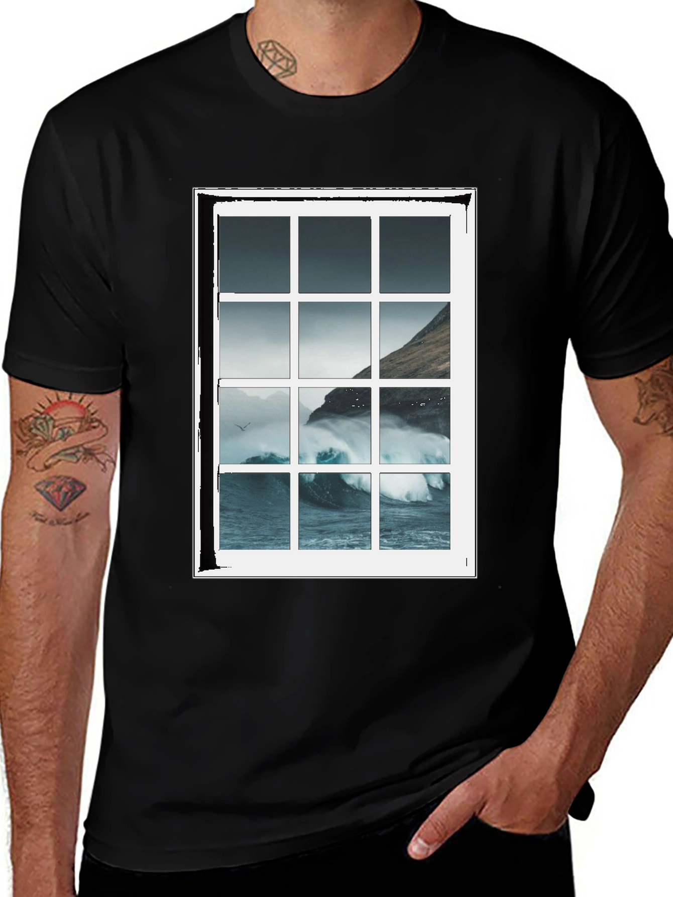 Variant 23 of Ocean View Through Window T-Shirt