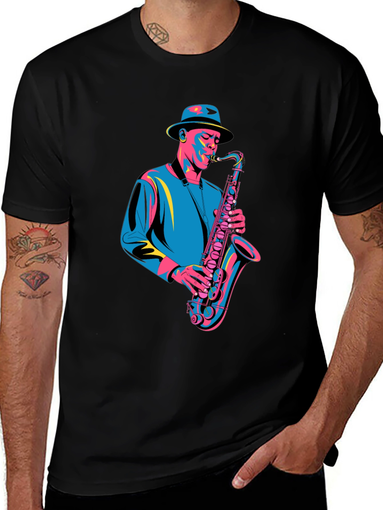 Variant 24 of Jazz Sax Player Graphic T-Shirt