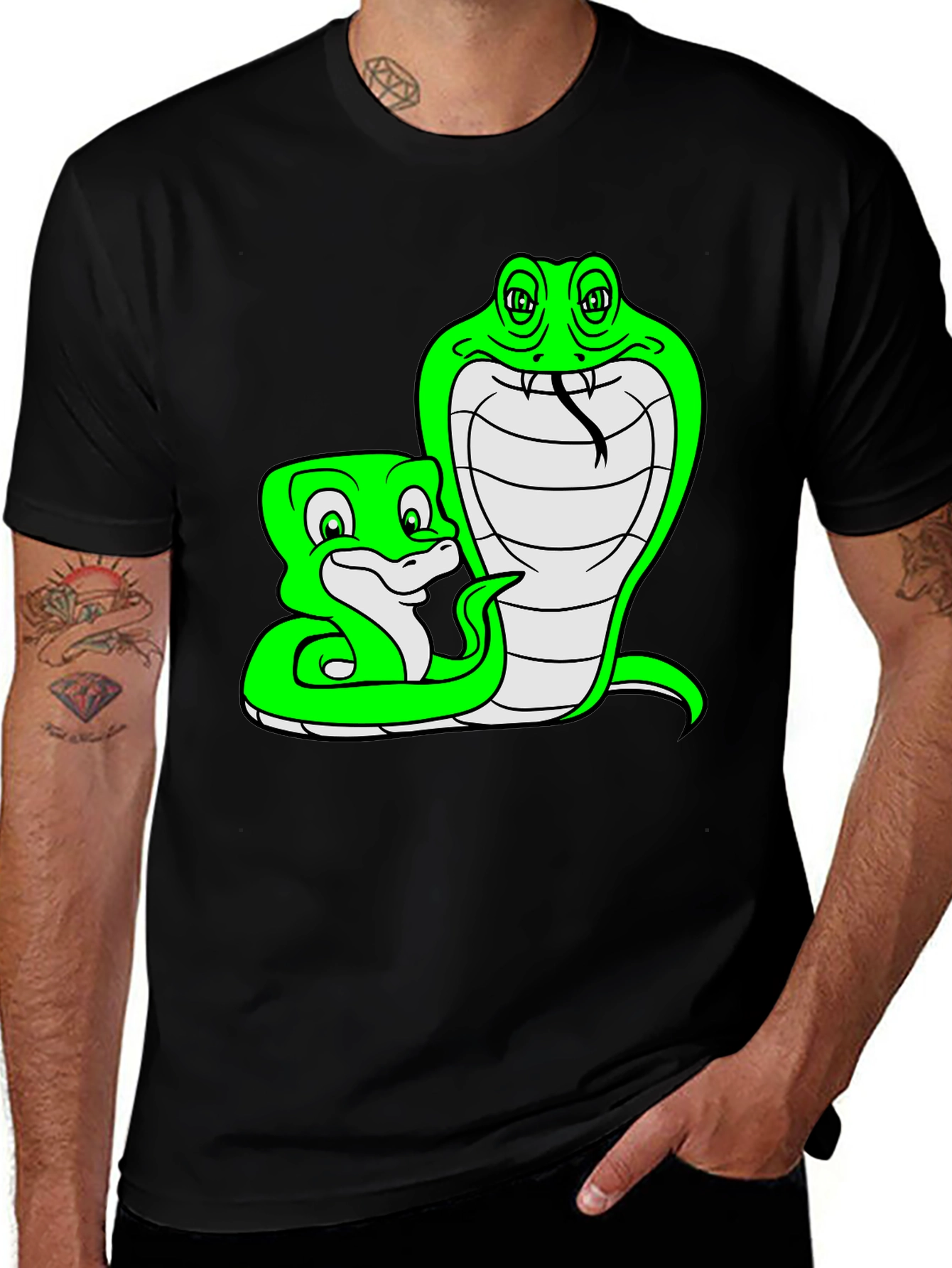 Variant 20 of Snakes Graphic Black T-Shirt