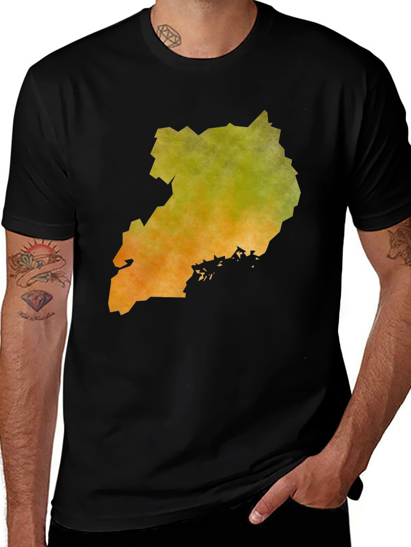 Uganda Map Graphic Tee - Men's Black T-Shirt