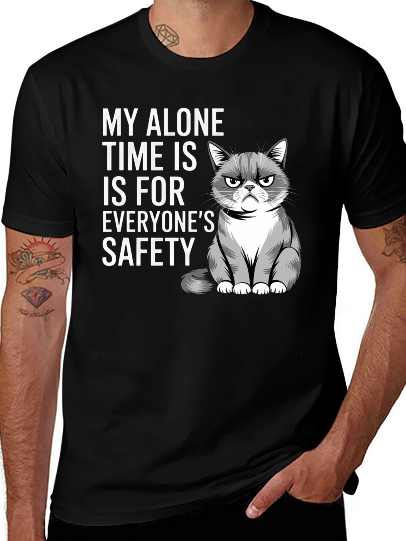 Variant 8 of Grumpy Cat Alone Time Safety Graphic Tee