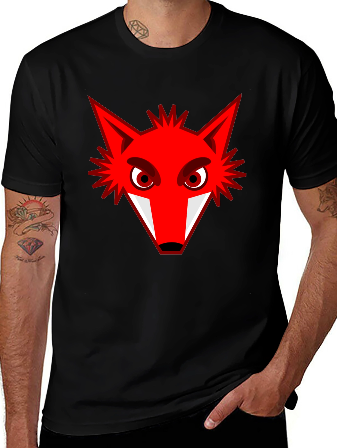 Variant 30 of Red Fox Graphic Print Black T-Shirt