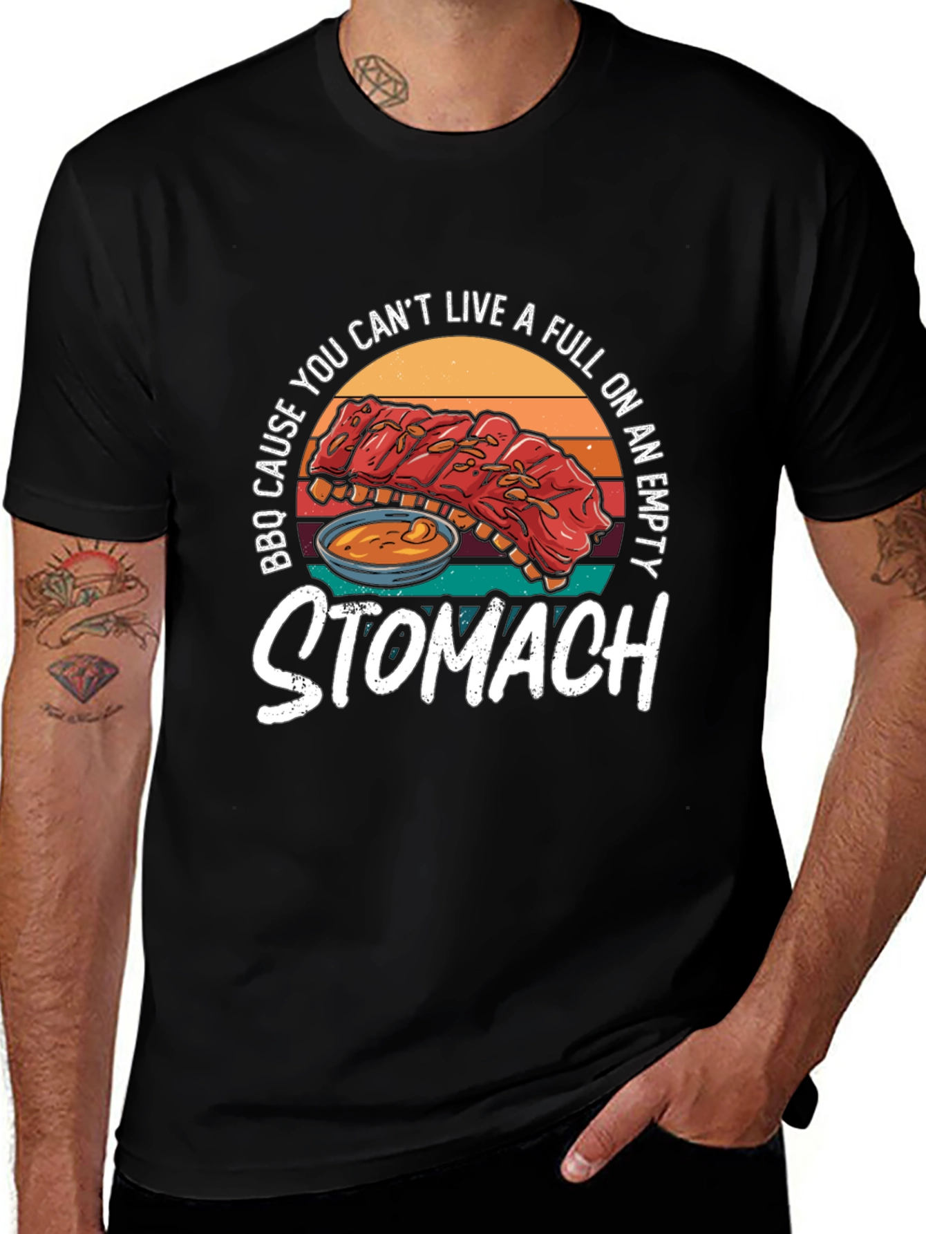 BBQ Ribs Graphic T-Shirt - Full Stomach Club