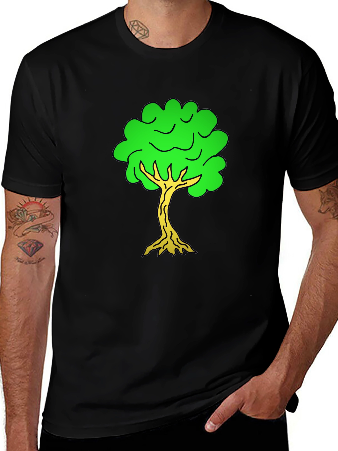 Variant 18 of Cartoon Tree Black T-Shirt