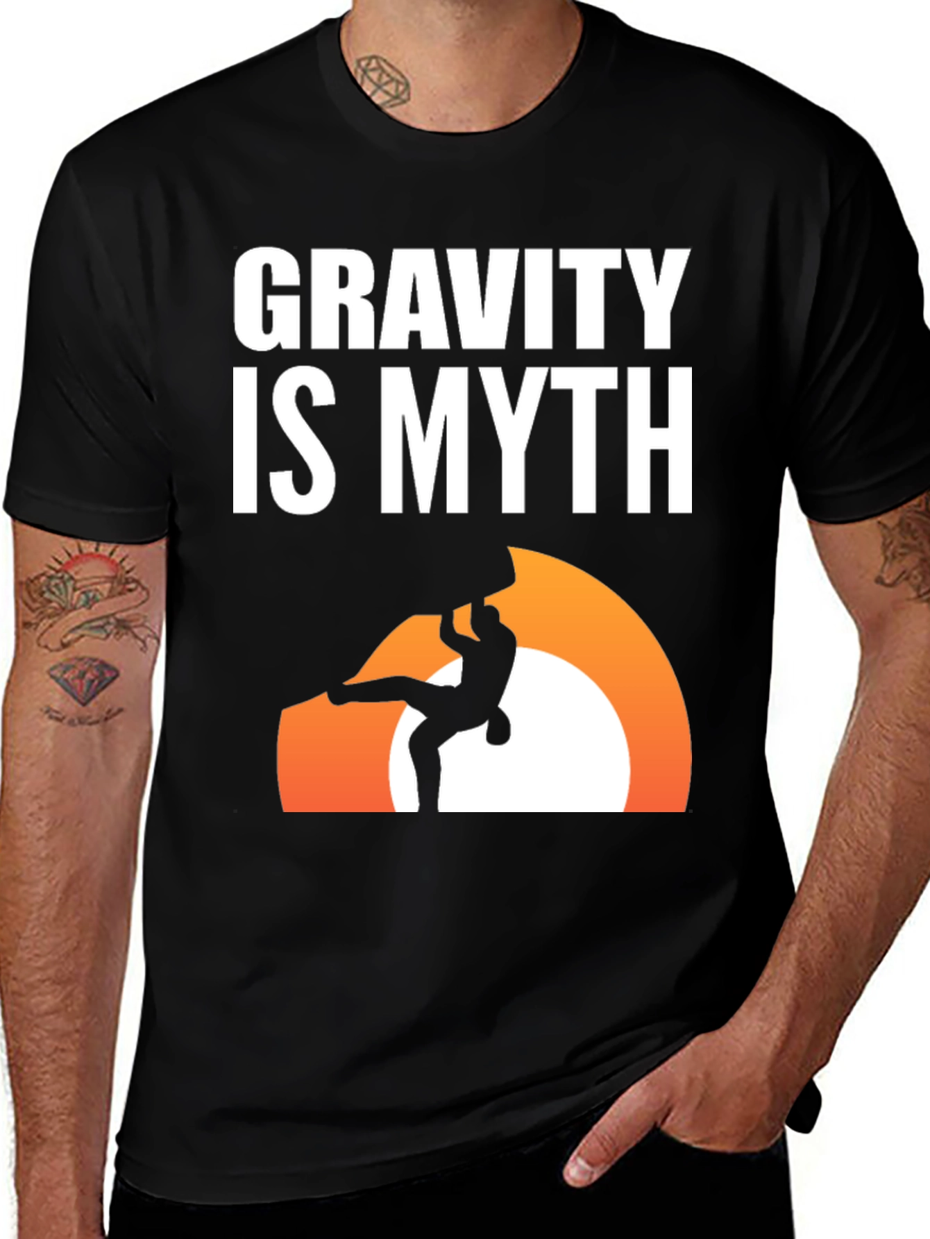 Variant 12 of Gravity is Myth T-Shirt - Rock Climbing Design