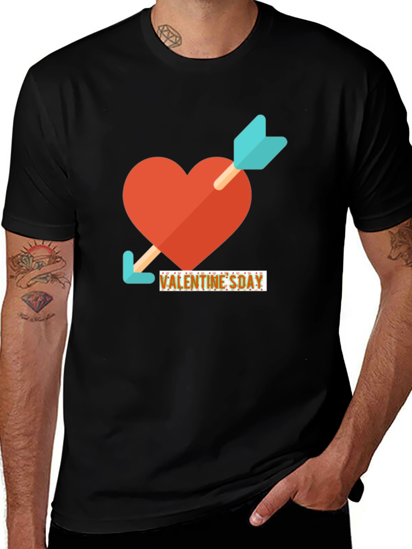 Valentine's Day Heart & Arrow Graphic Tee - Black