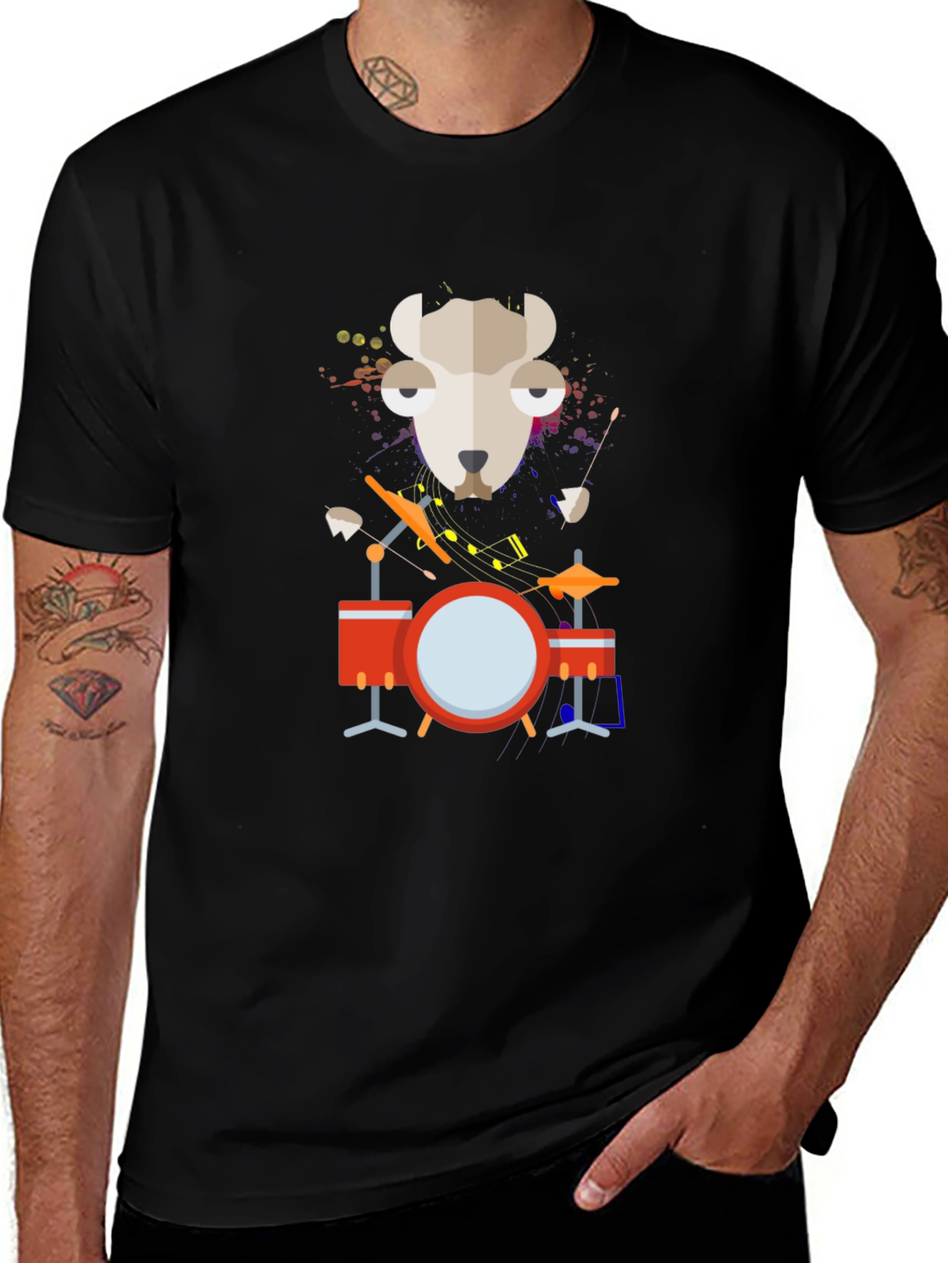 Variant 10 of Drummer Dog Graphic Black T-Shirt