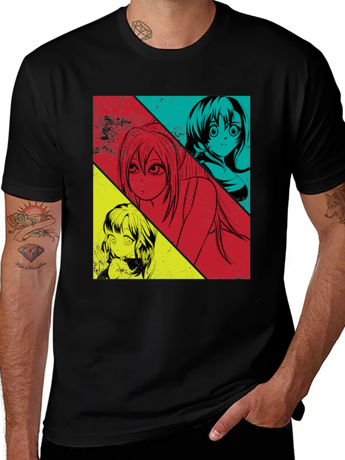 Variant 7 of Anime Panel T-Shirt - Black Cotton Tee