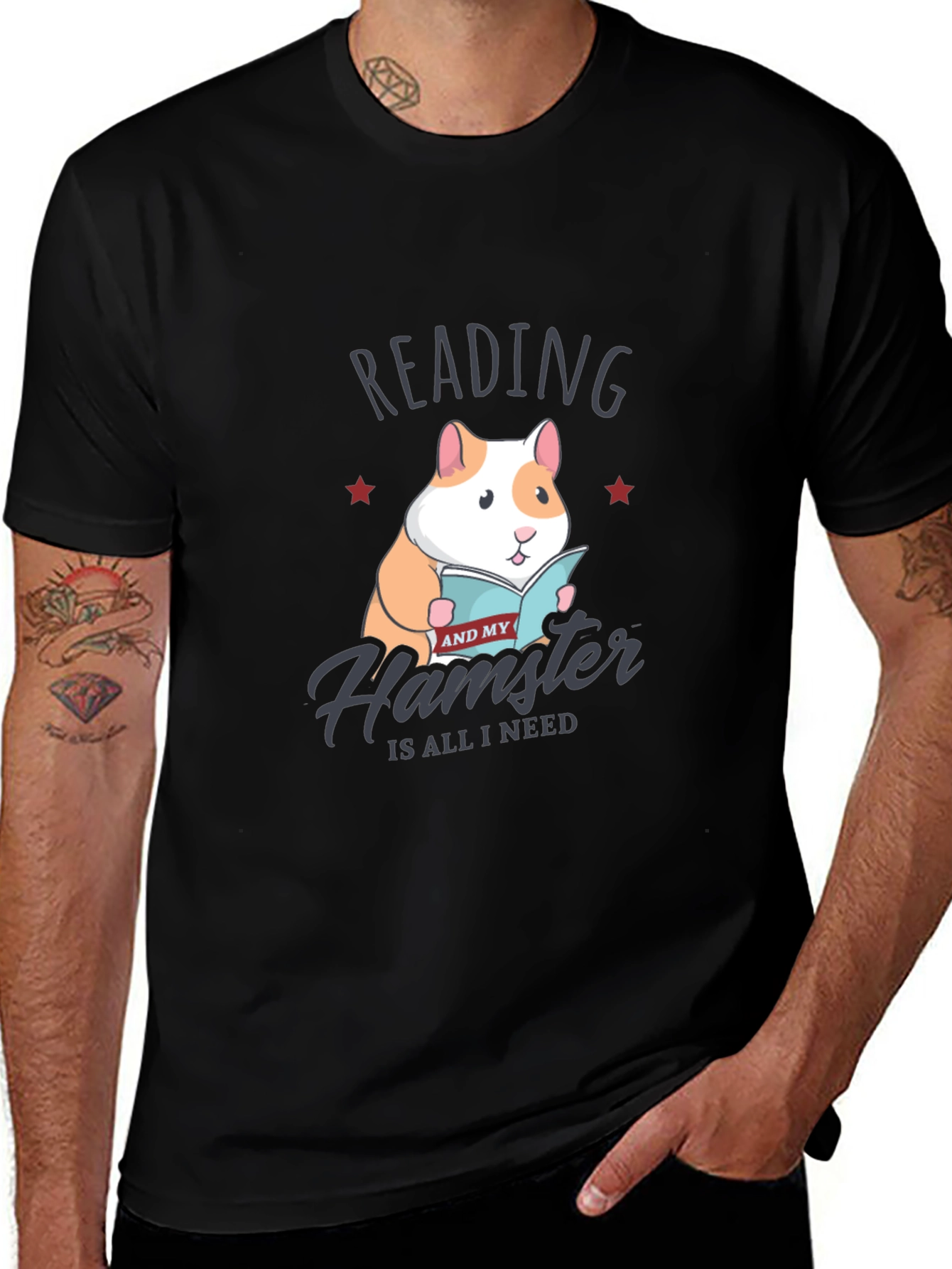 Reading Hamster T-Shirt:  Cute Graphic Tee