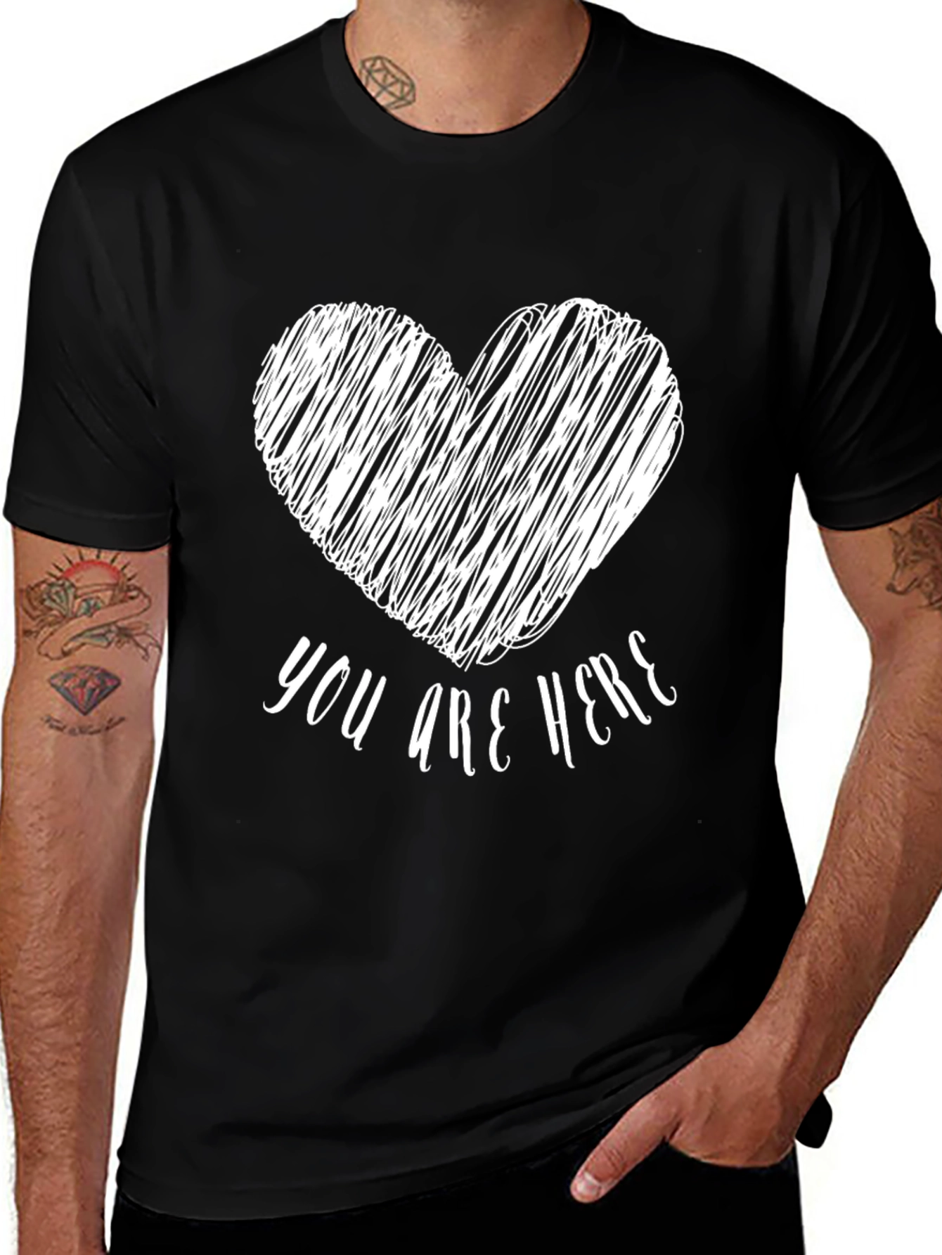 Variant 14 of You Are Here Heart Graphic Tee - Mens