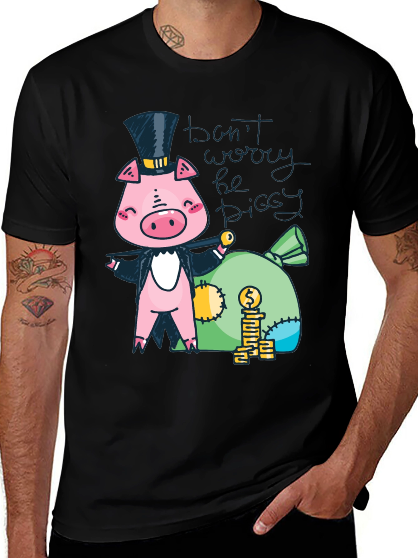 Variant 21 of Funny Piggy Graphic Tee - Don't Worry Be Piggy T-Shirt