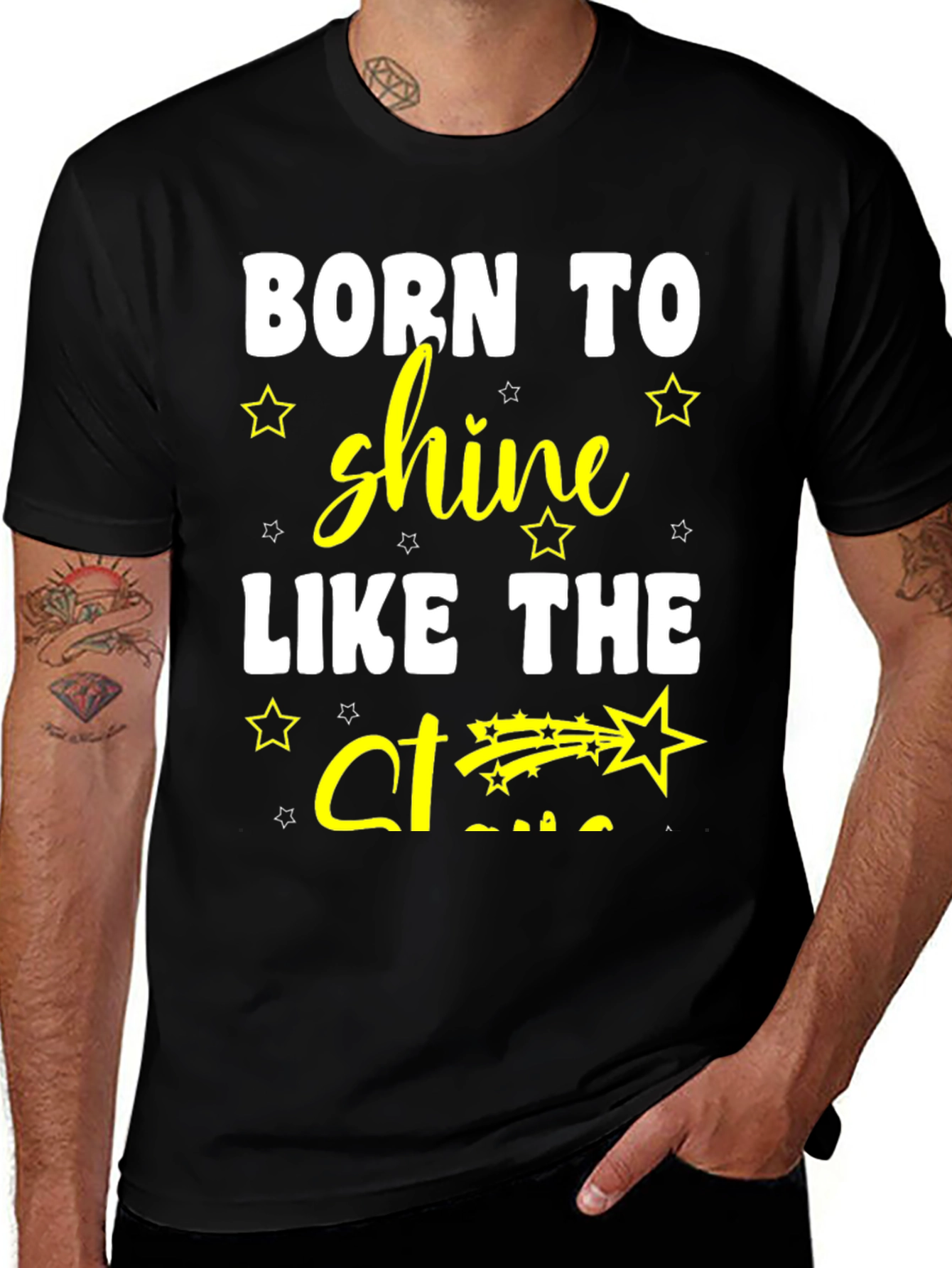 Variant 3 of Born to Shine Star Graphic T-Shirt - Trendy Casual Wear