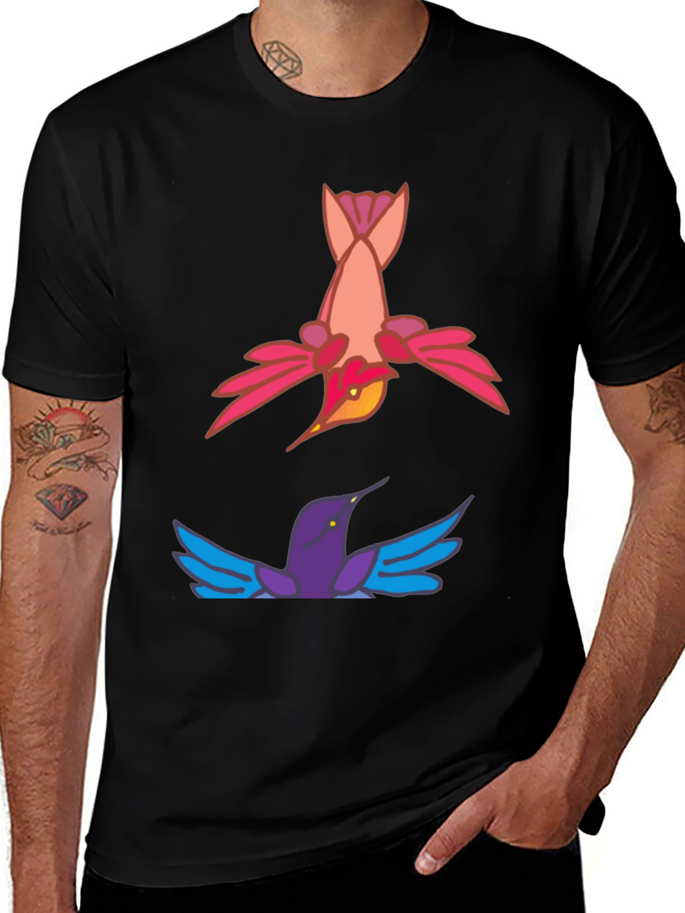 Variant 3 of Hummingbird Graphic Tee - Stylish Men's Black T-Shirt