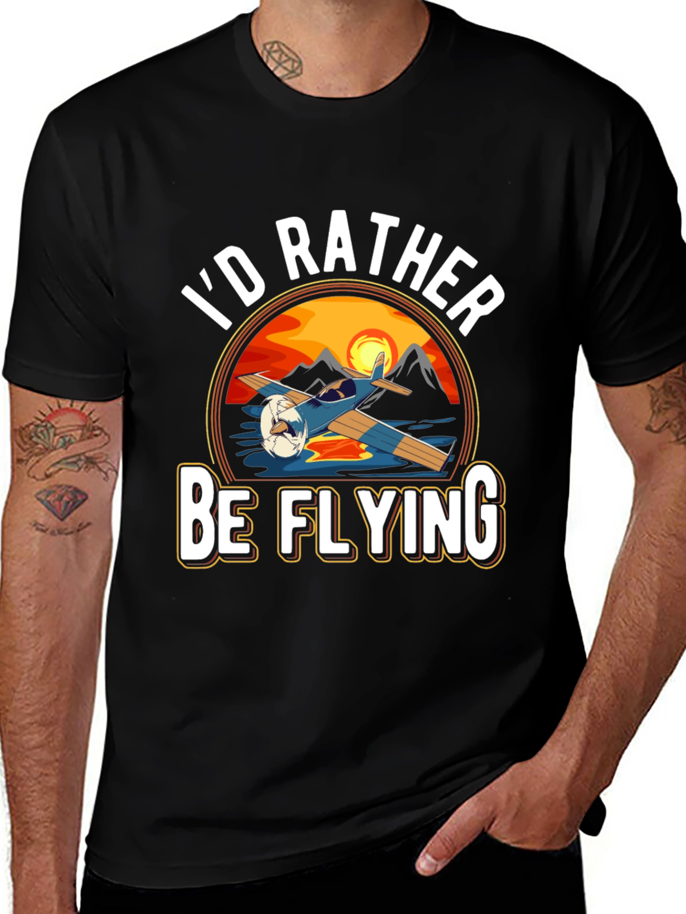 I'd Rather Be Flying Black T-Shirt