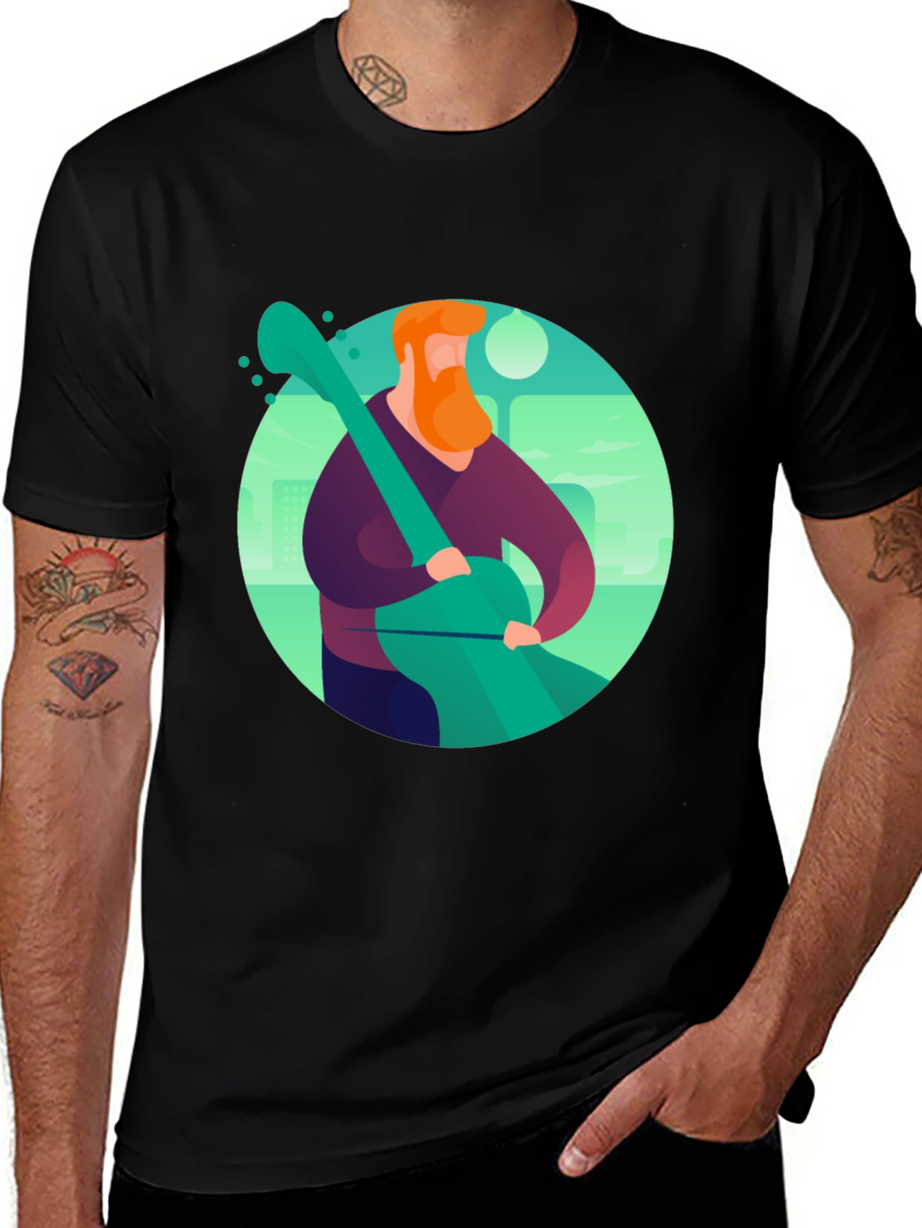 Variant 20 of Guitar Man Graphic Tee - Black Cotton Blend