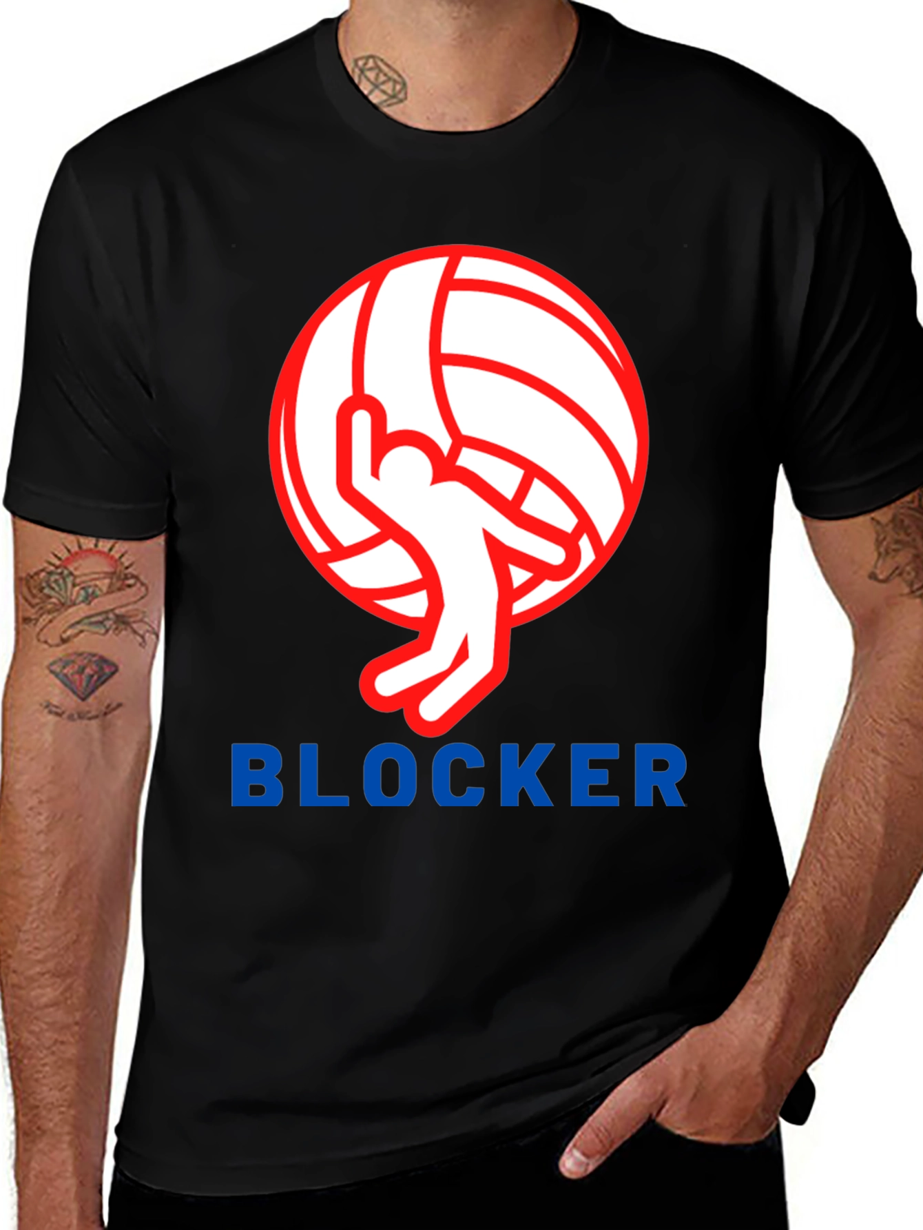 Variant 13 of Volleyball Blocker Graphic Tee - Sporty Casual Style