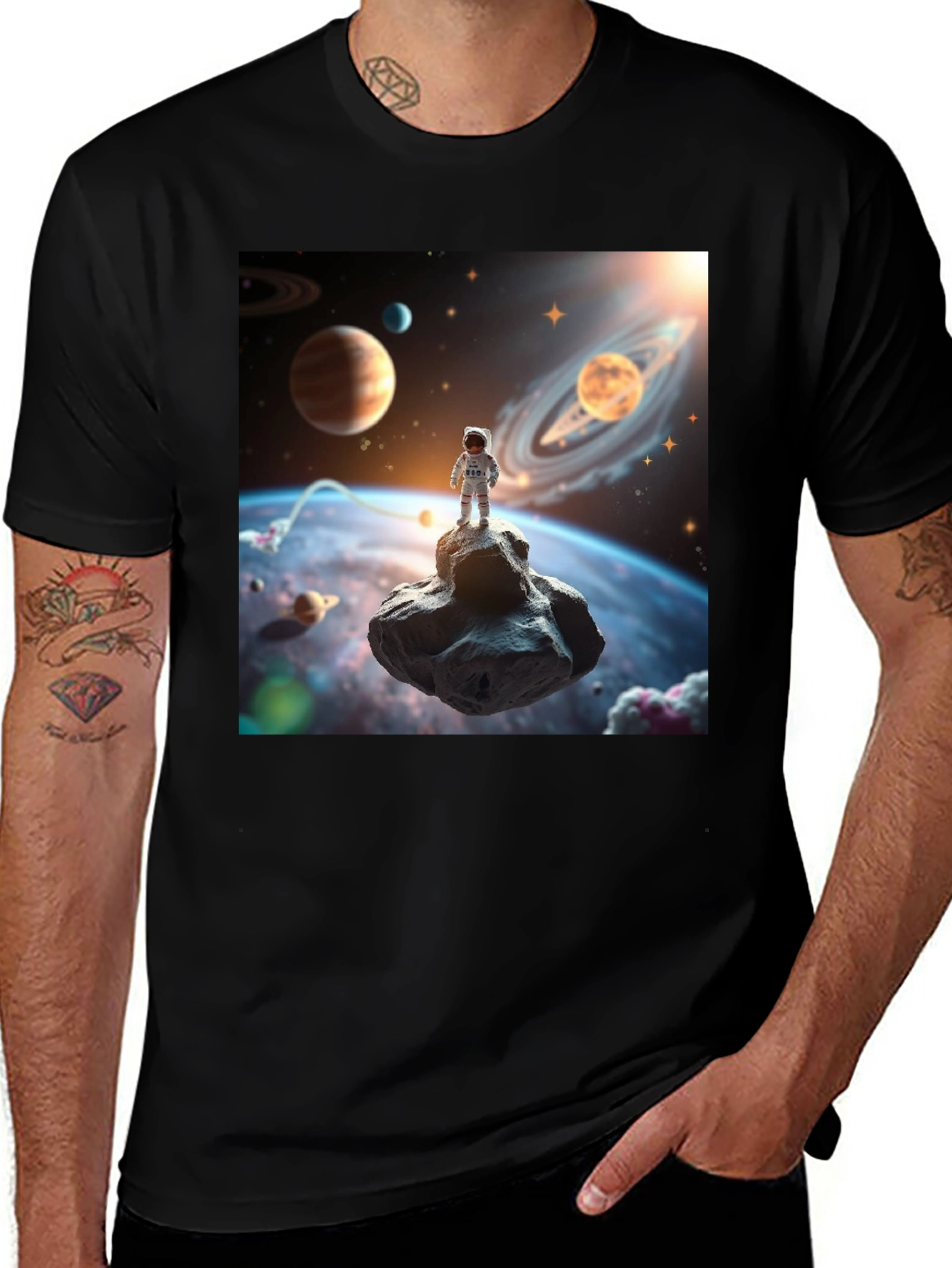 Variant 5 of Astronaut in Space Black T-Shirt
