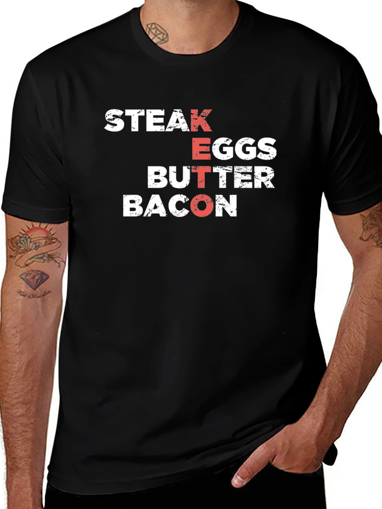 Variant 23 of Keto Diet Foodie T-Shirt: Steak Eggs Butter Bacon
