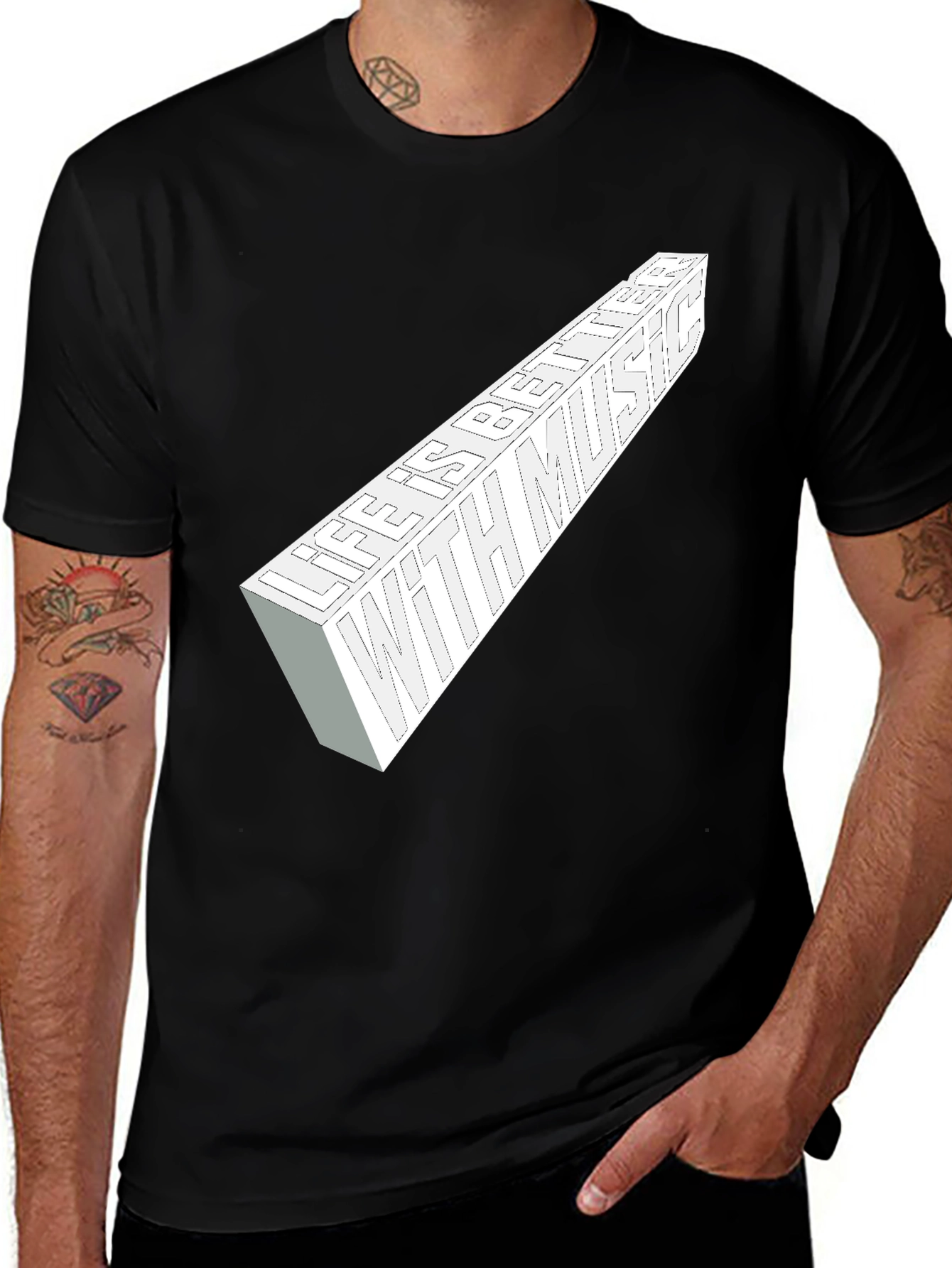 Variant 17 of Life is Better with Music Black Graphic Tee