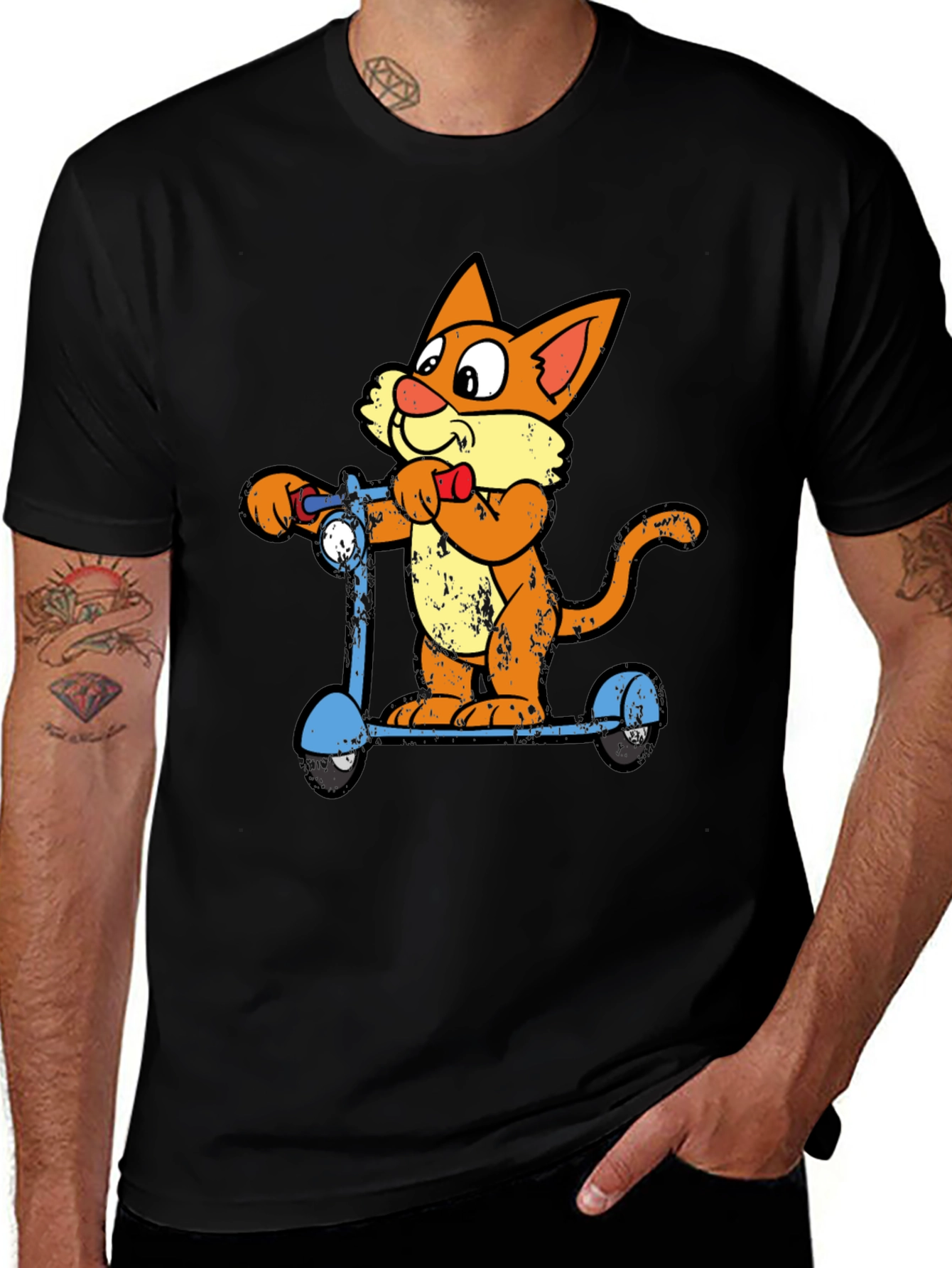 Variant 12 of Cat on Scooter Graphic Tee - Cool Cartoon T-Shirt