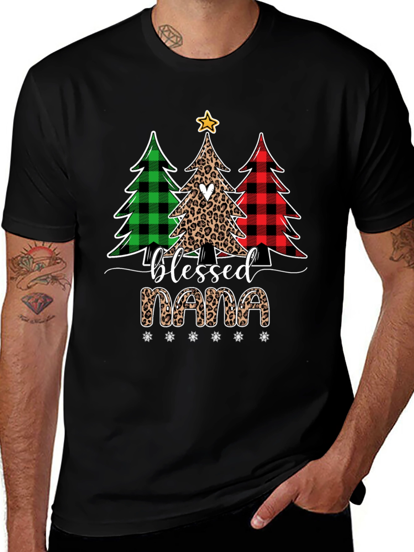 Blessed Nana Christmas Trees Graphic Tee