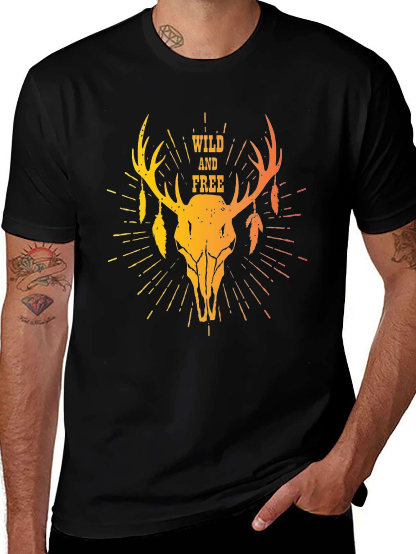 Variant 12 of Wild & Free Deer Skull Graphic Print Men's T-Shirt