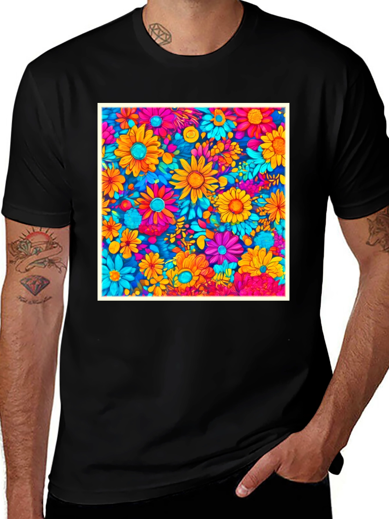 Variant 3 of Colorful Floral Pattern T-Shirt