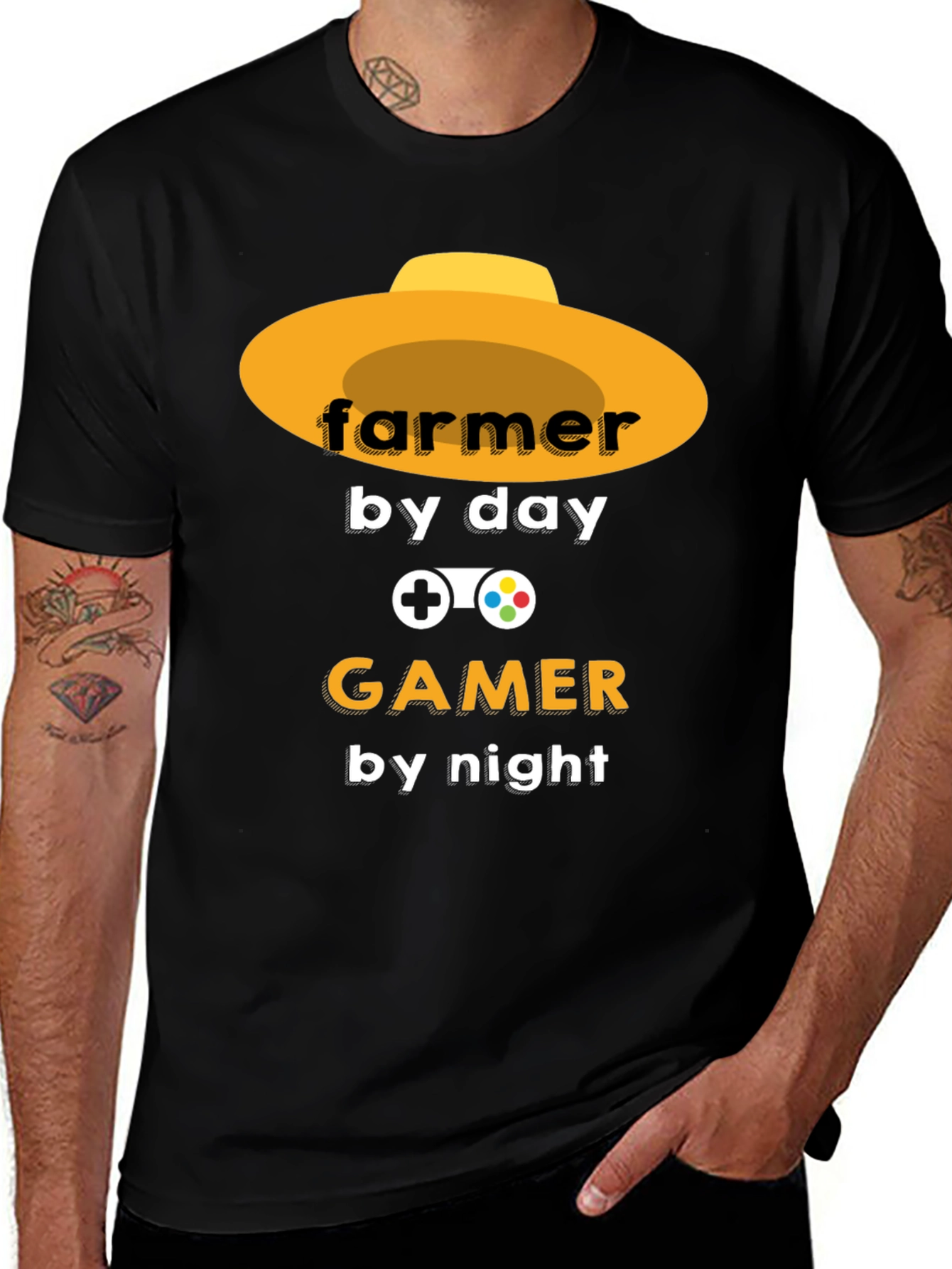 Variant 19 of Farmer by Day Gamer by Night Black T-Shirt