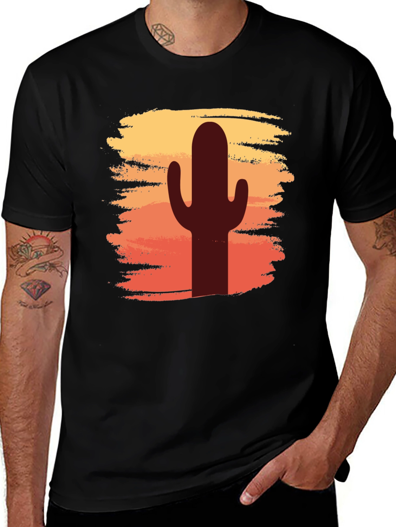 Variant 26 of Cactus Sunset Graphic T-Shirt - Desert Vibes Tee