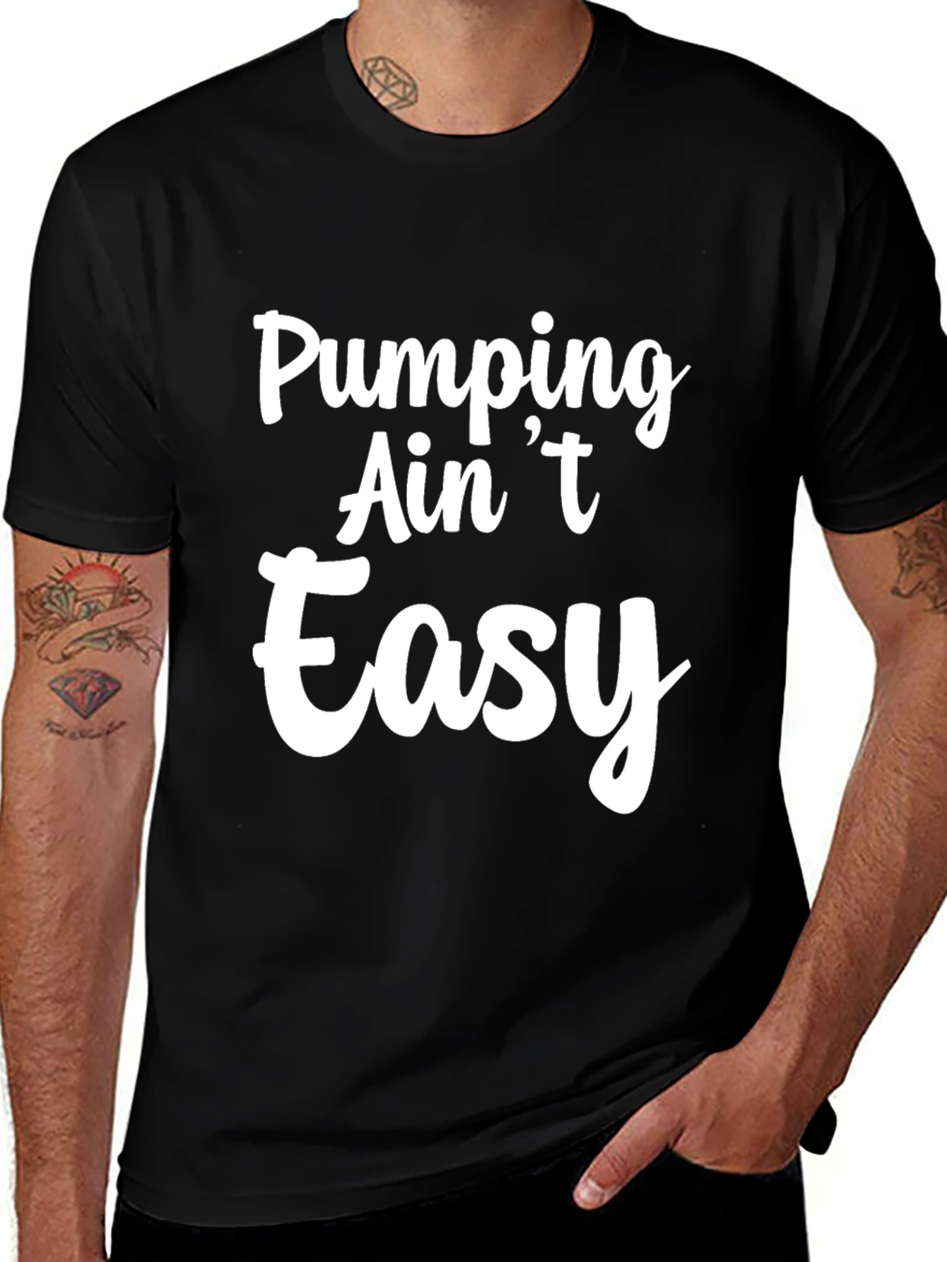Variant 9 of Pumping Ain't Easy Graphic Tee - Black T-Shirt