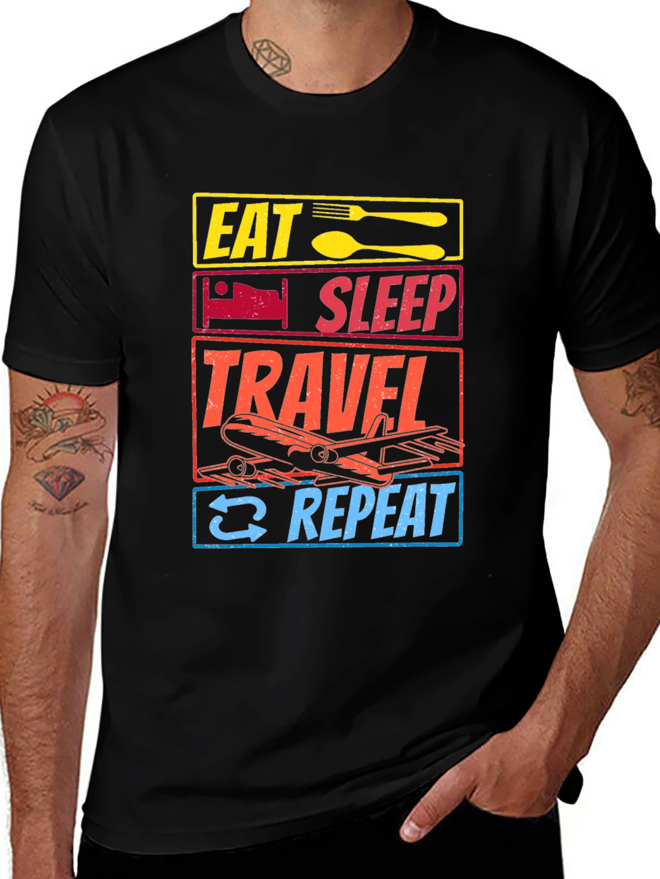 Variant 4 of Eat Sleep Travel Repeat Graphic T-Shirt