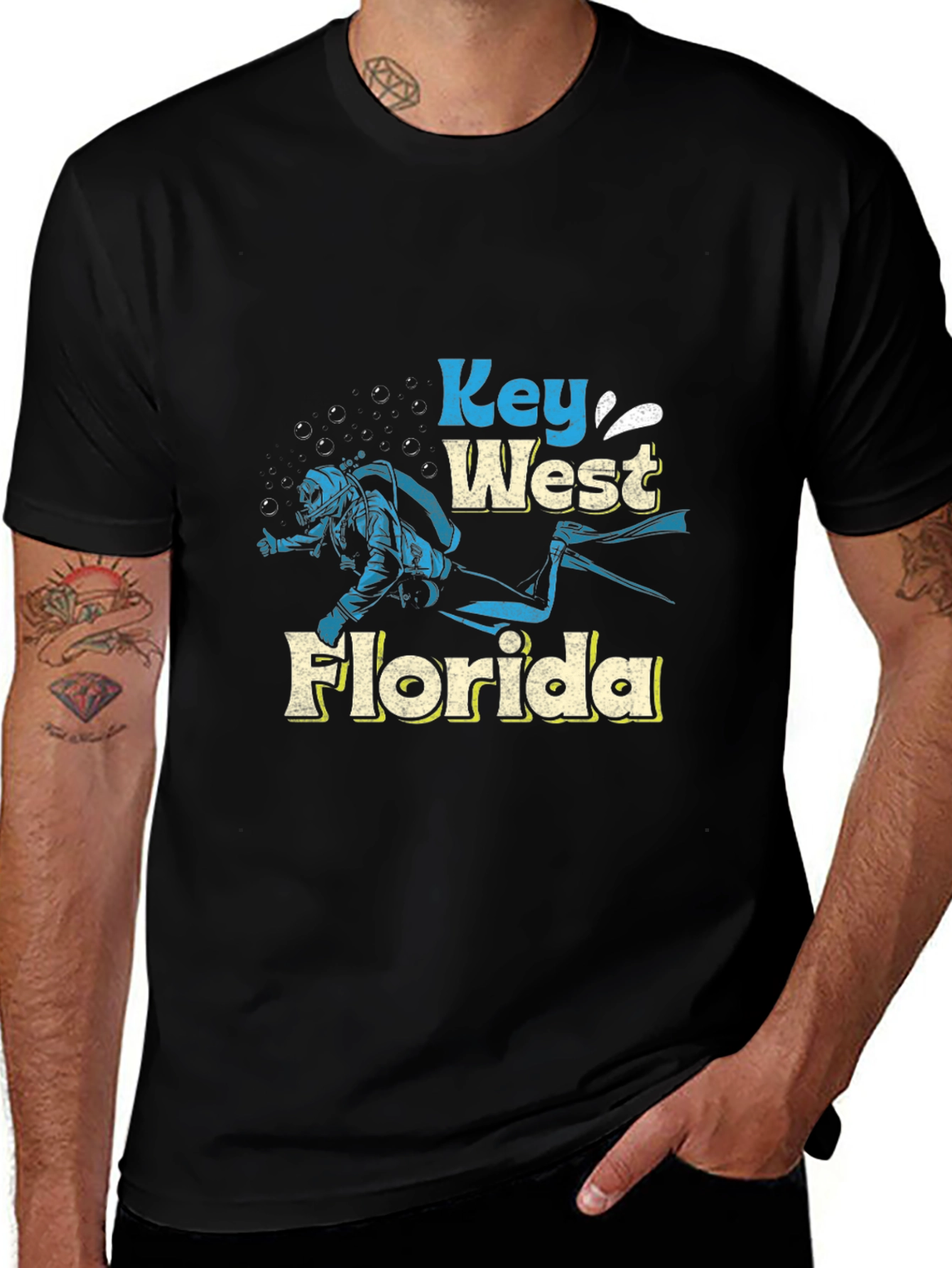 Variant 13 of Key West Florida Scuba Diver Black T-Shirt