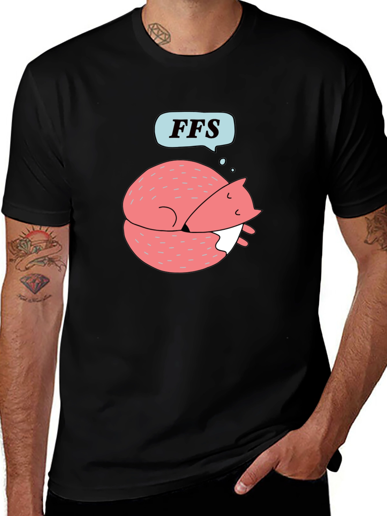 Variant 27 of FFS Sleeping Fox Graphic T-Shirt - Black