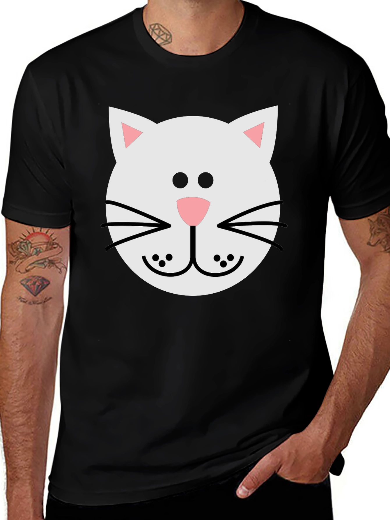 Variant 8 of Cute Cat Face Graphic Tee - Soft Cotton Blend T-Shirt