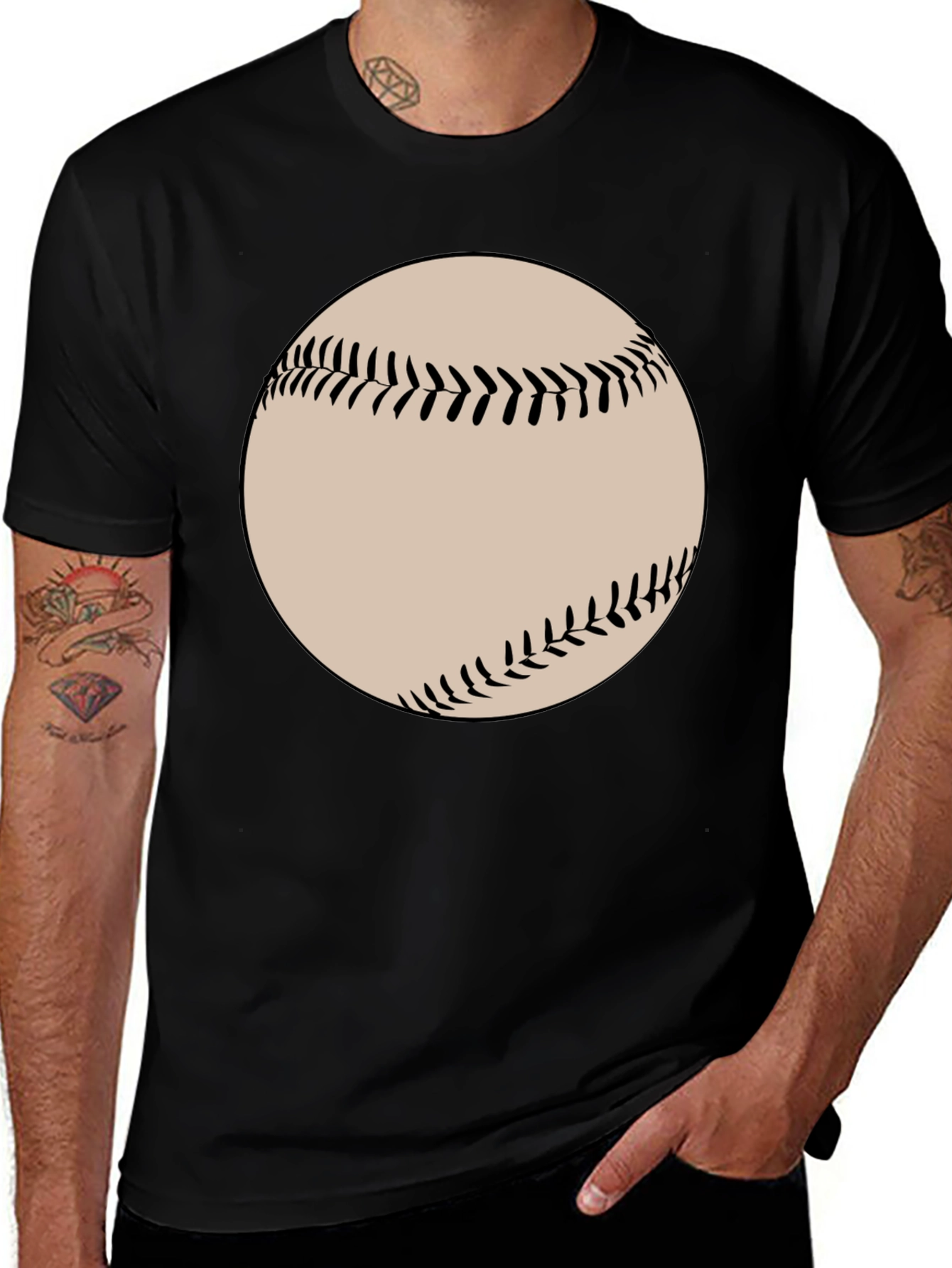 Variant 8 of Baseball Graphic Tee - Black Cotton Blend