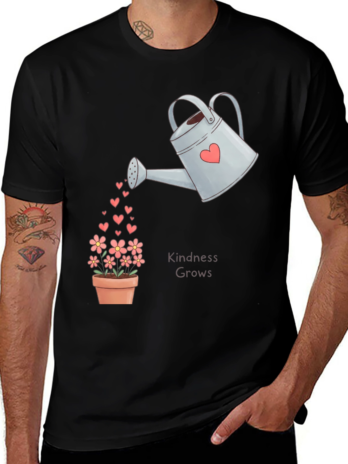 Kindness Grows T-Shirt - Heart Watering Can Design