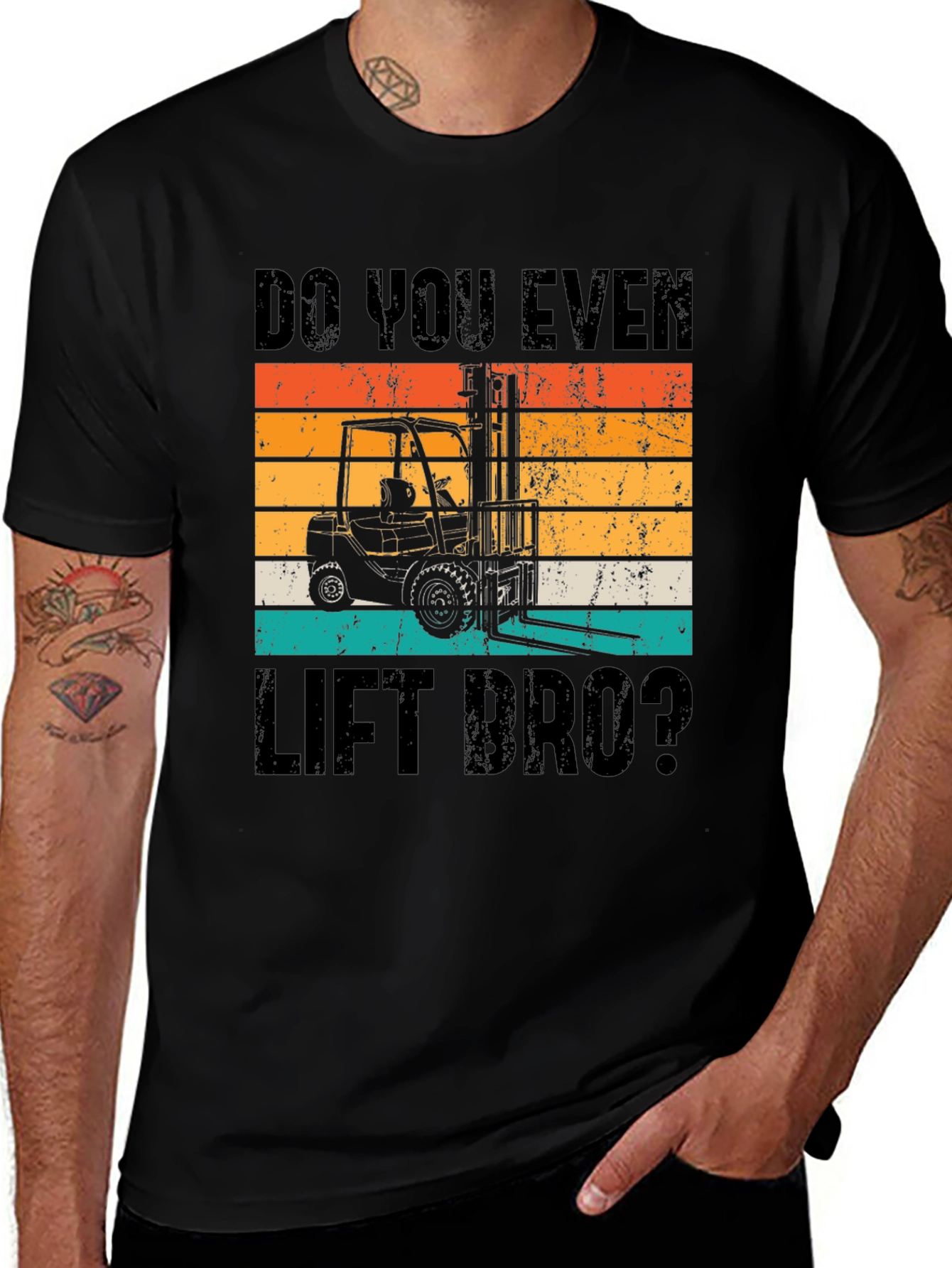 Black Do You Even Lift Bro? Forklift Operator T-Shirt main image