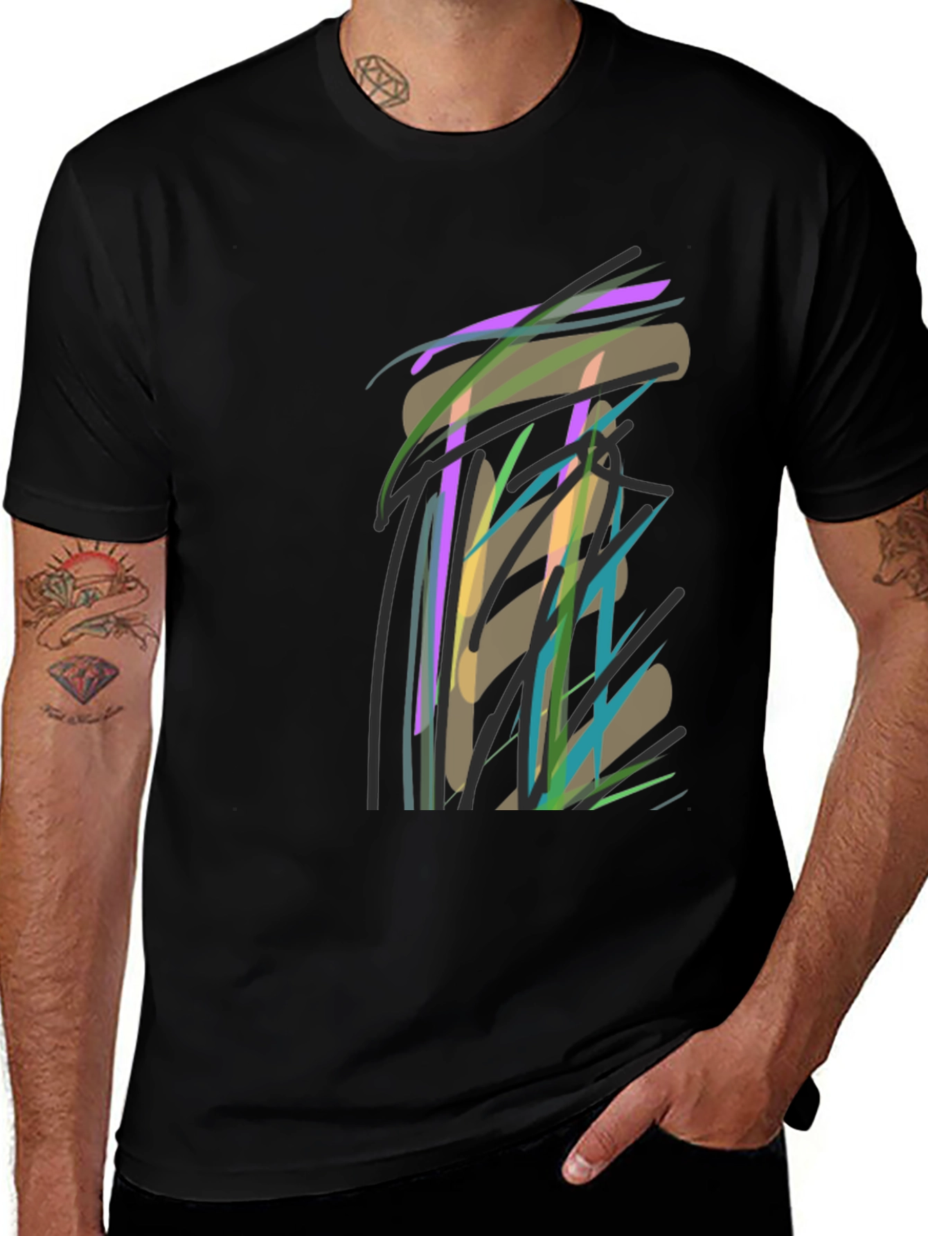 Variant 8 of Abstract Graphic Print Crew Neck T-Shirt