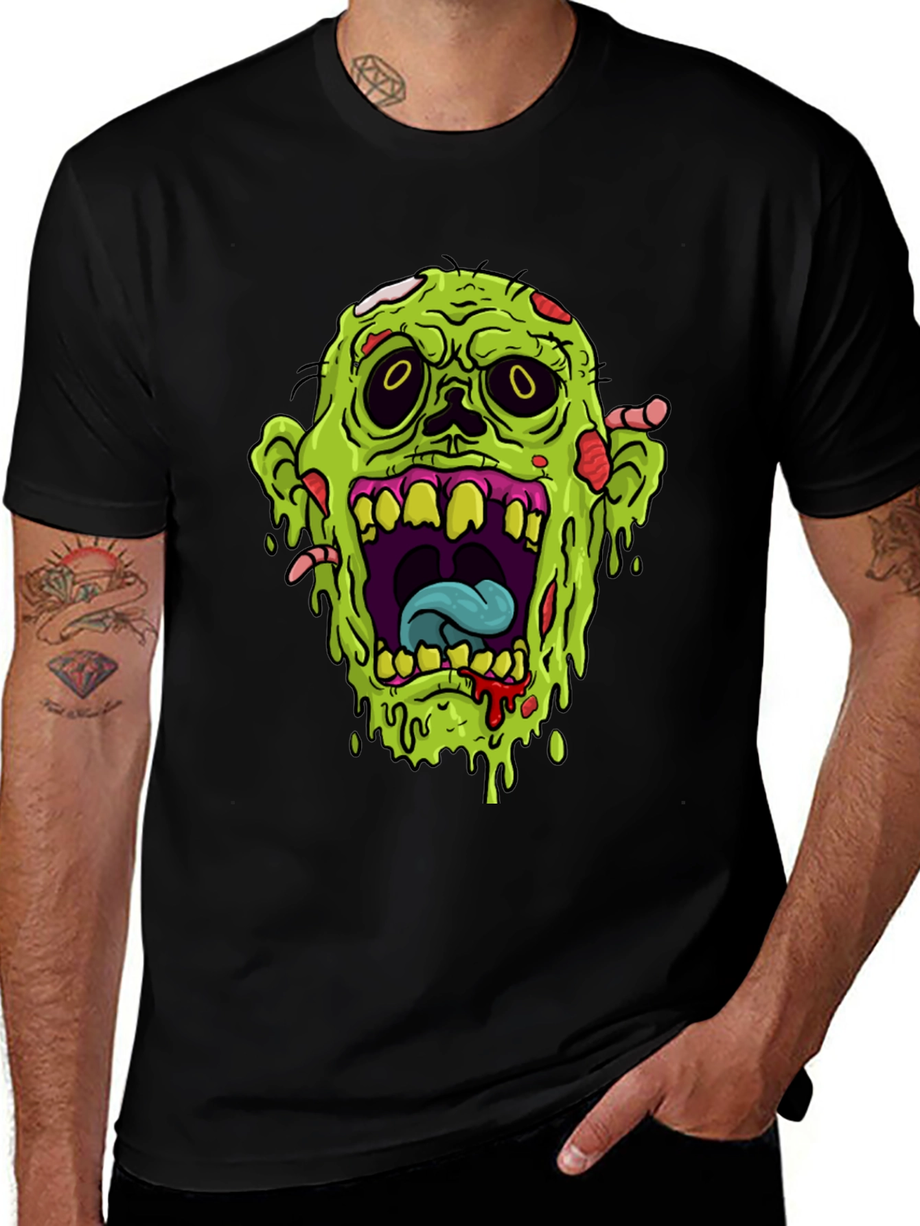 Variant 7 of Zombie Graphic Tee - Black Cotton