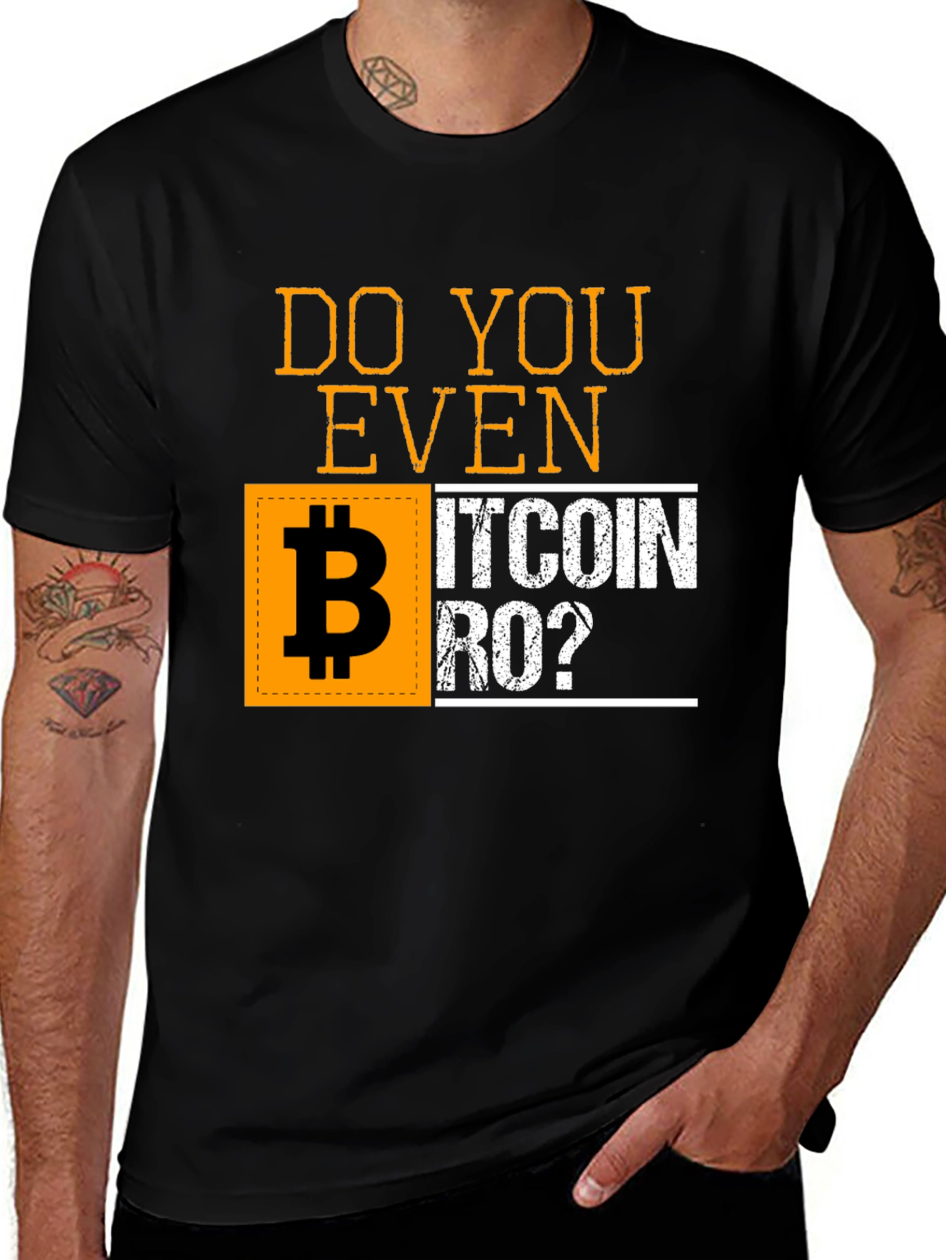 Variant 17 of Do You Even Bitcoin Bro? Black Graphic T-Shirt