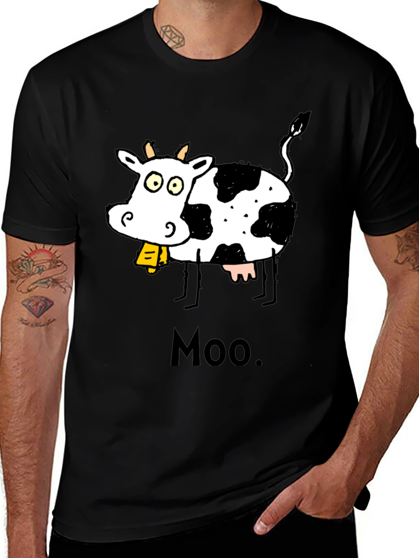 Variant 19 of Moo Cow Graphic T-Shirt - Black
