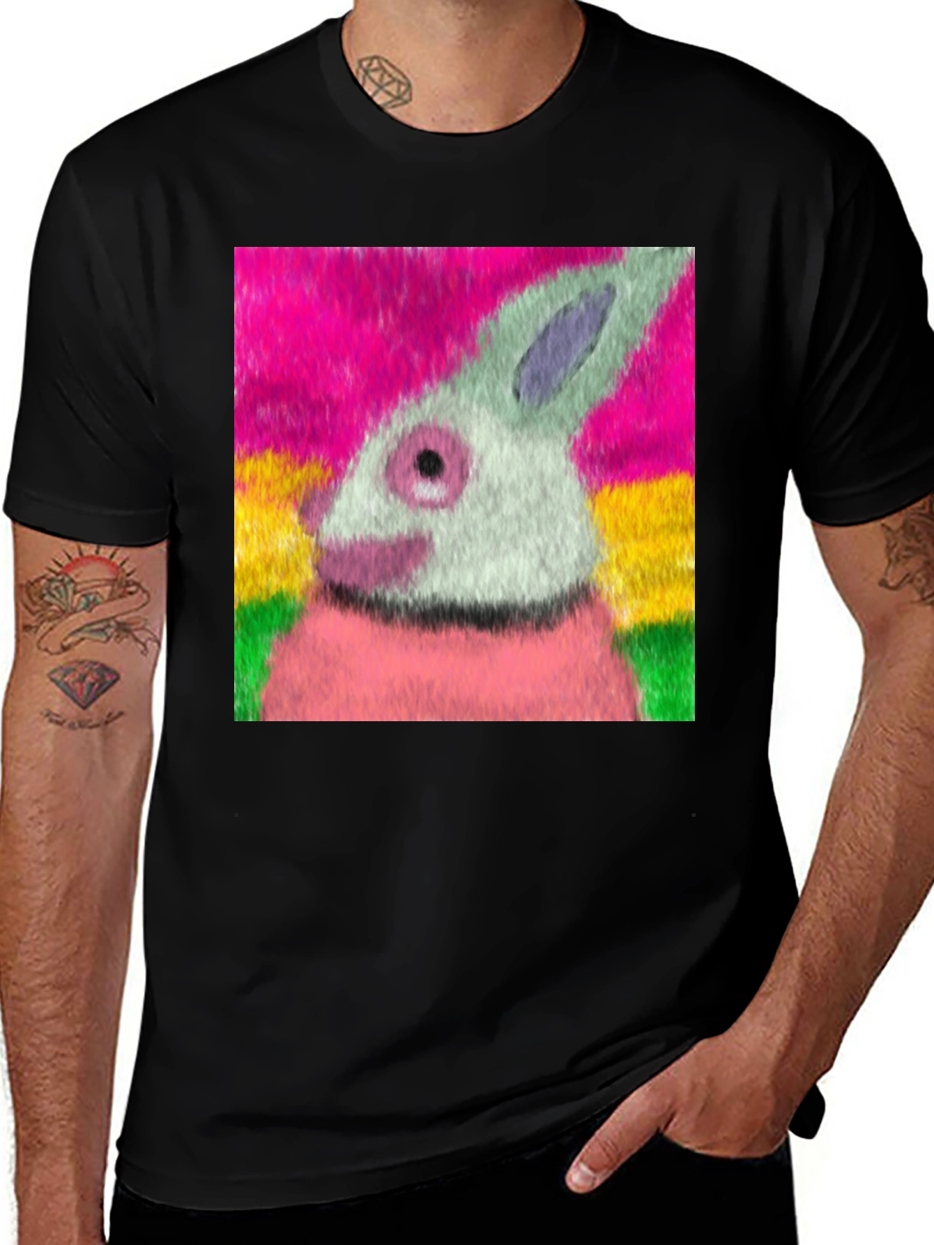 Variant 6 of Artsy Rabbit Graphic T-Shirt - Casual Tee