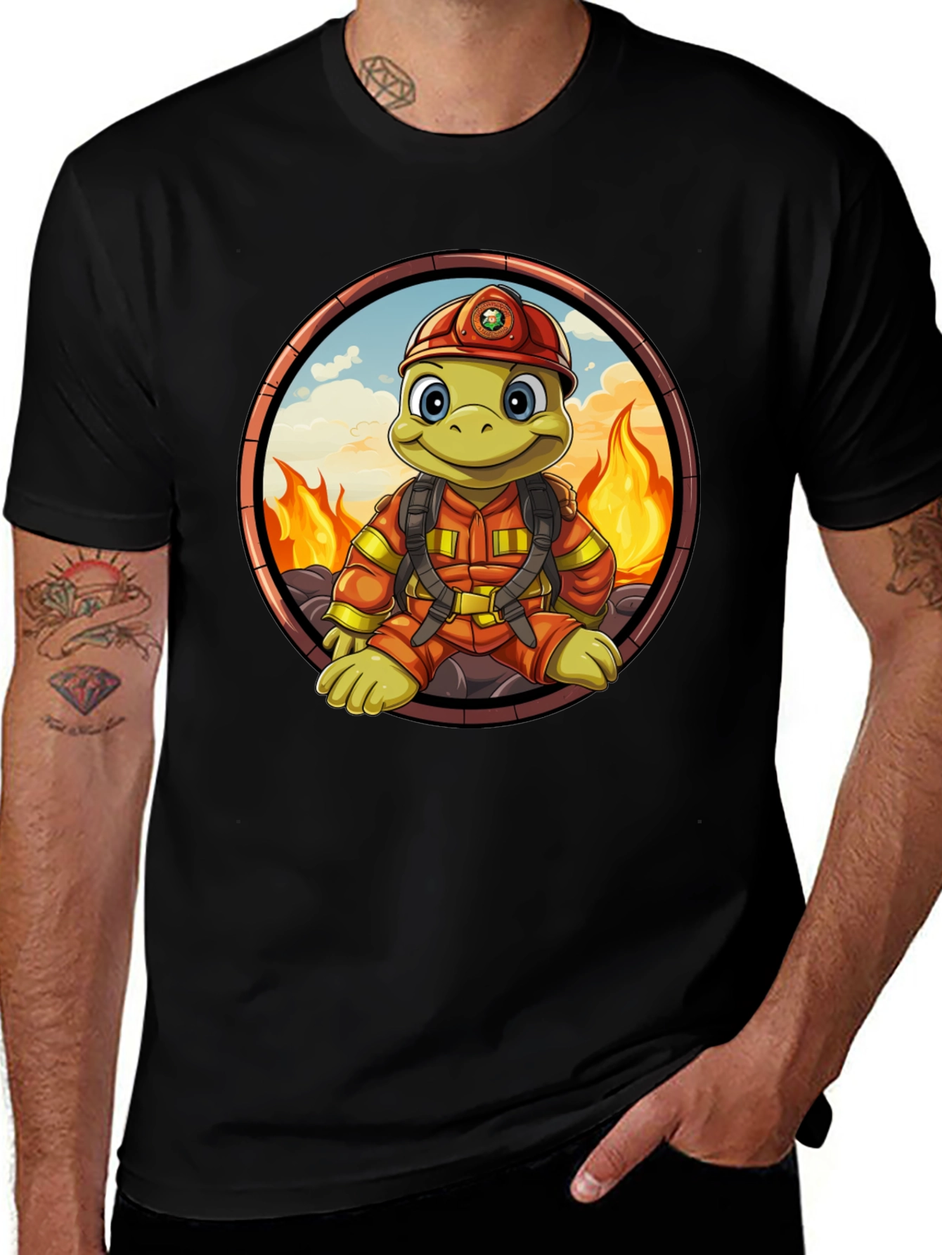Variant 6 of Fire Turtle Cartoon T-Shirt